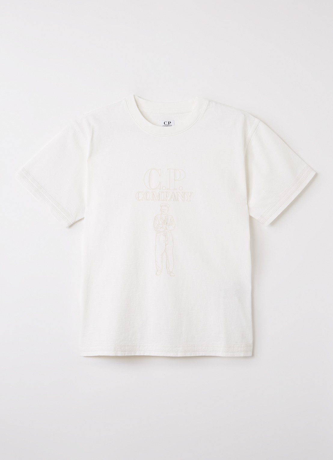 C.P. Company T-shirt met logoprint - voorkant gebroken wit
