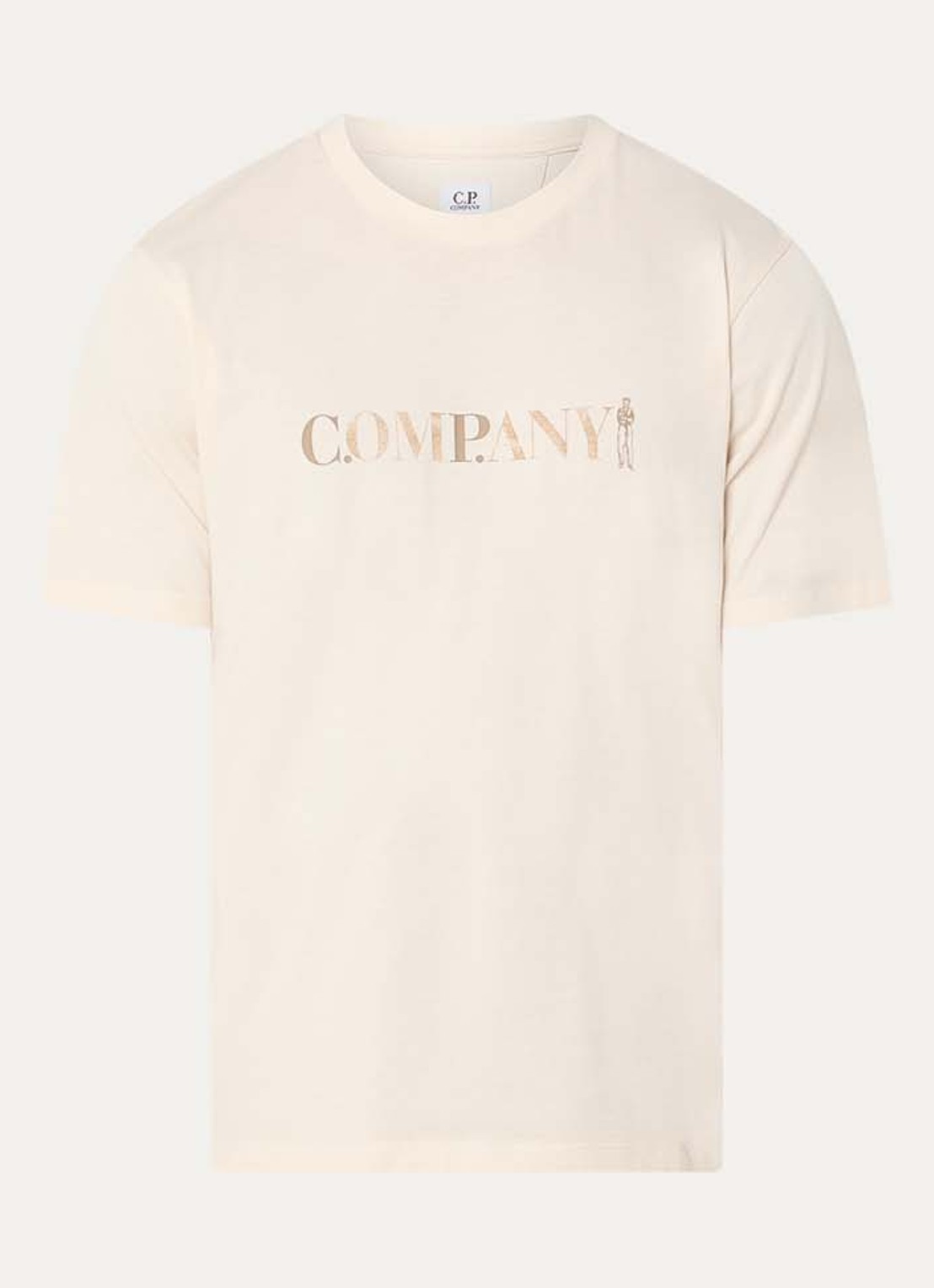 C.P. Company T-shirt met logoprint - voorkant creme