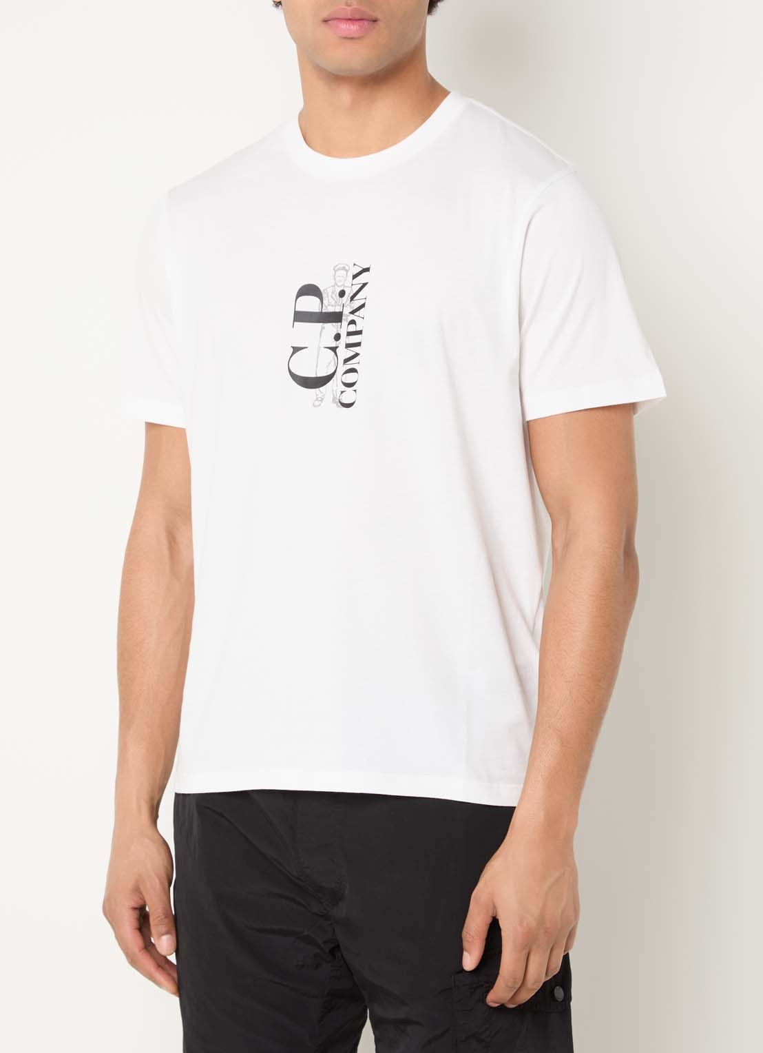C.P. Company T-shirt met logoprint - detail 4 wit