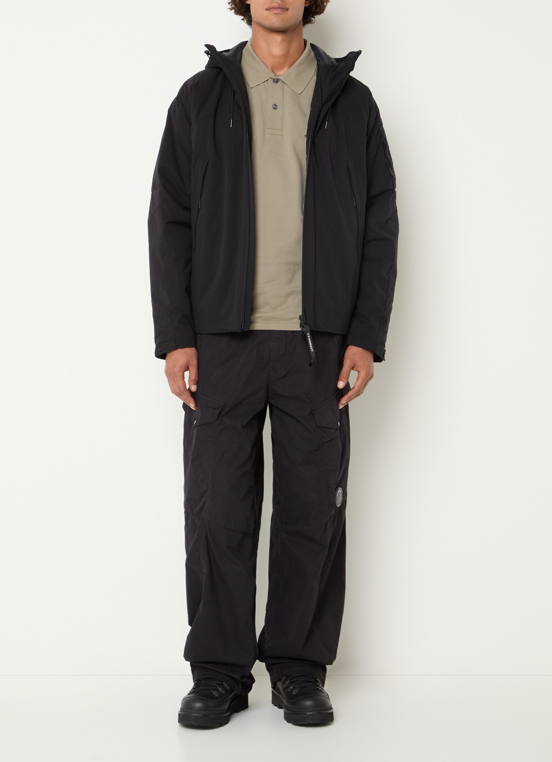 C.P. Company Wide fit broek met steekzakken - voorkant 4 zwart