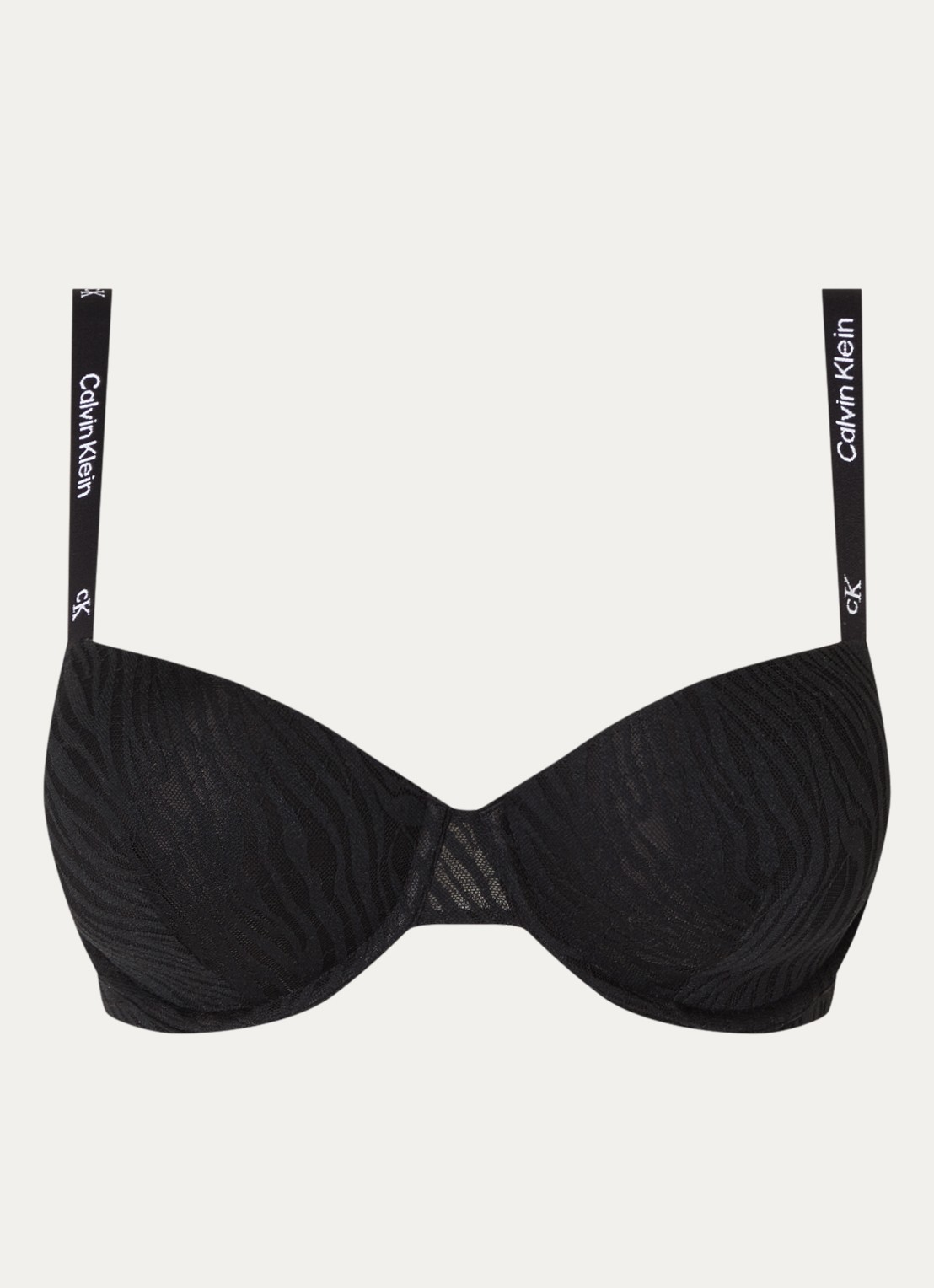 Calvin Klein Balconette bh met zebraprint en beugel - voorkant black-ub1