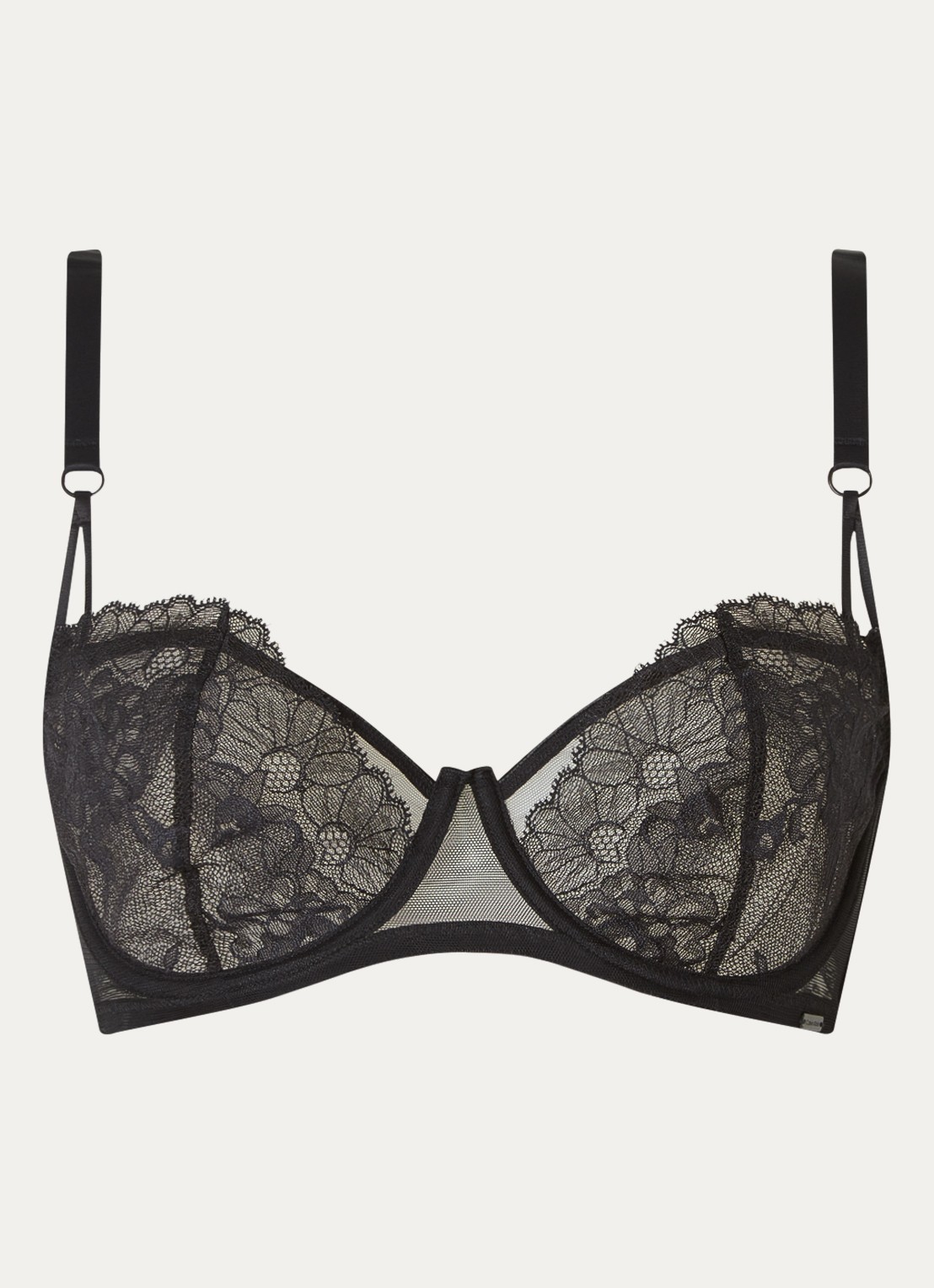 Calvin Klein Balconette bh van kant  - voorkant 3 black-ub1