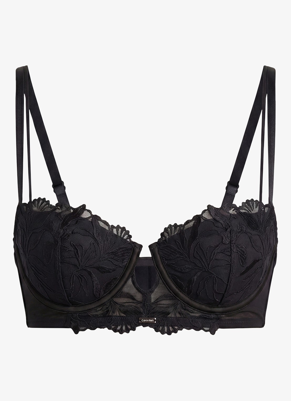 Calvin Klein Balconette bh van mesh met borduring - voorkant zwart