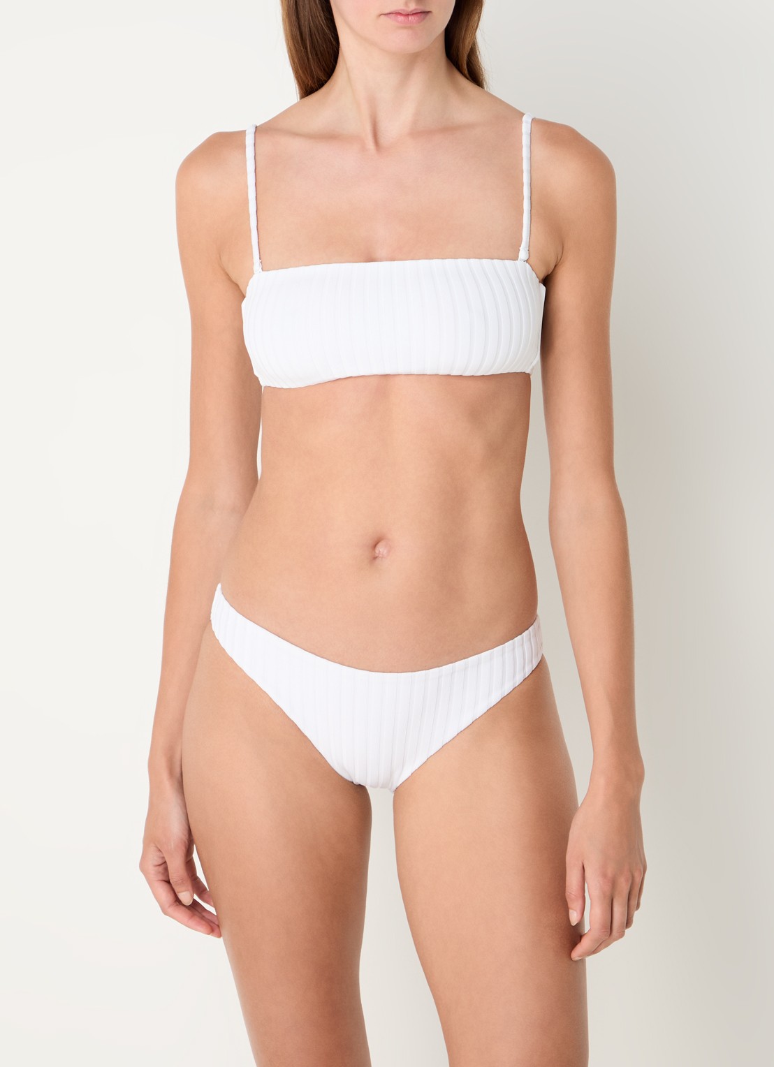 Calvin Klein Bandeau bikinitop met ribstructuur - voorkant 3 gebroken wit