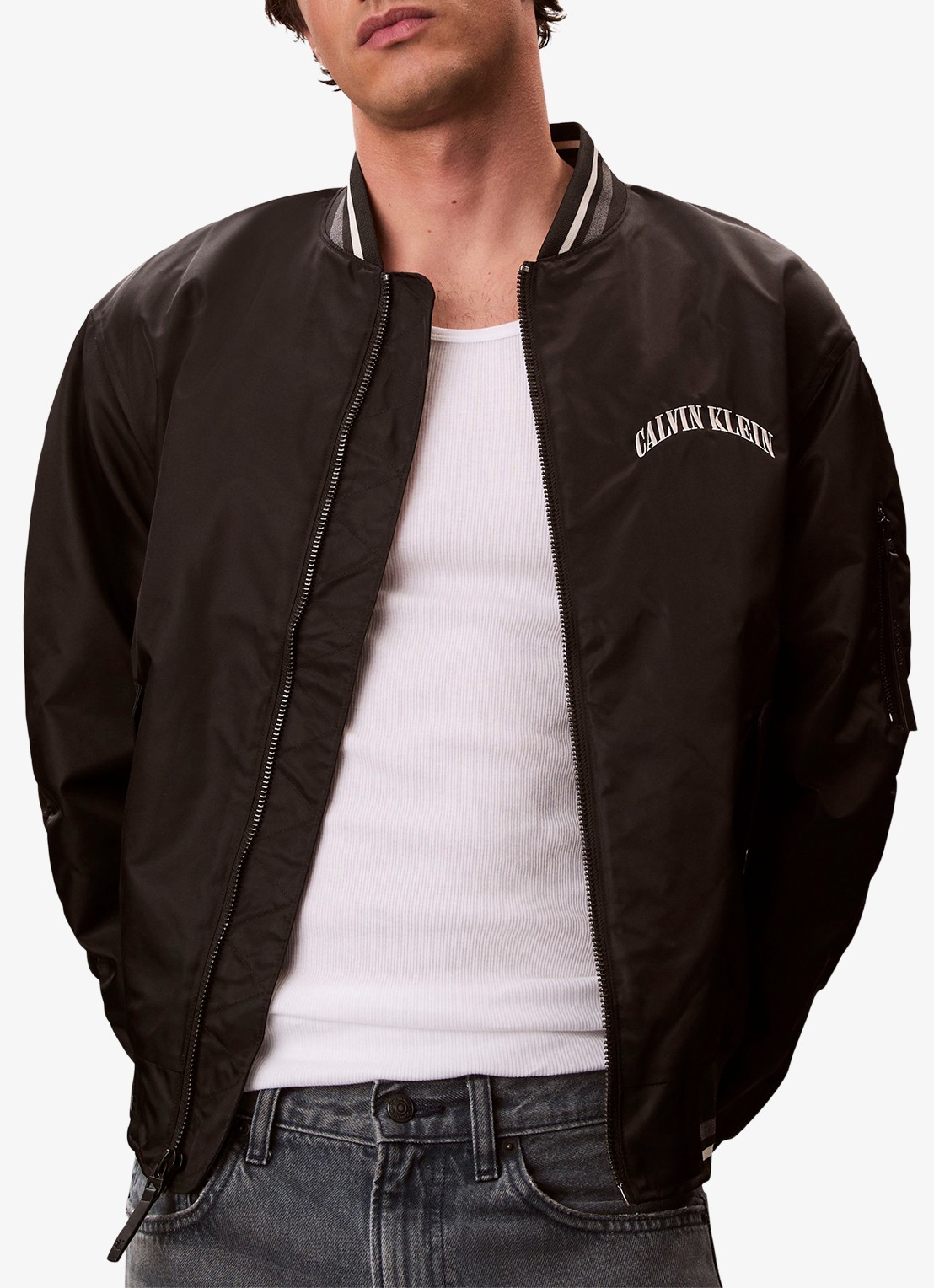 Calvin Klein Baseball jack met logo - detail 3 zwart