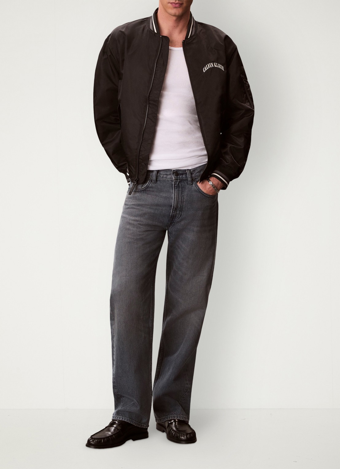 Calvin Klein Baseball jack met logo - voorkant 2 zwart