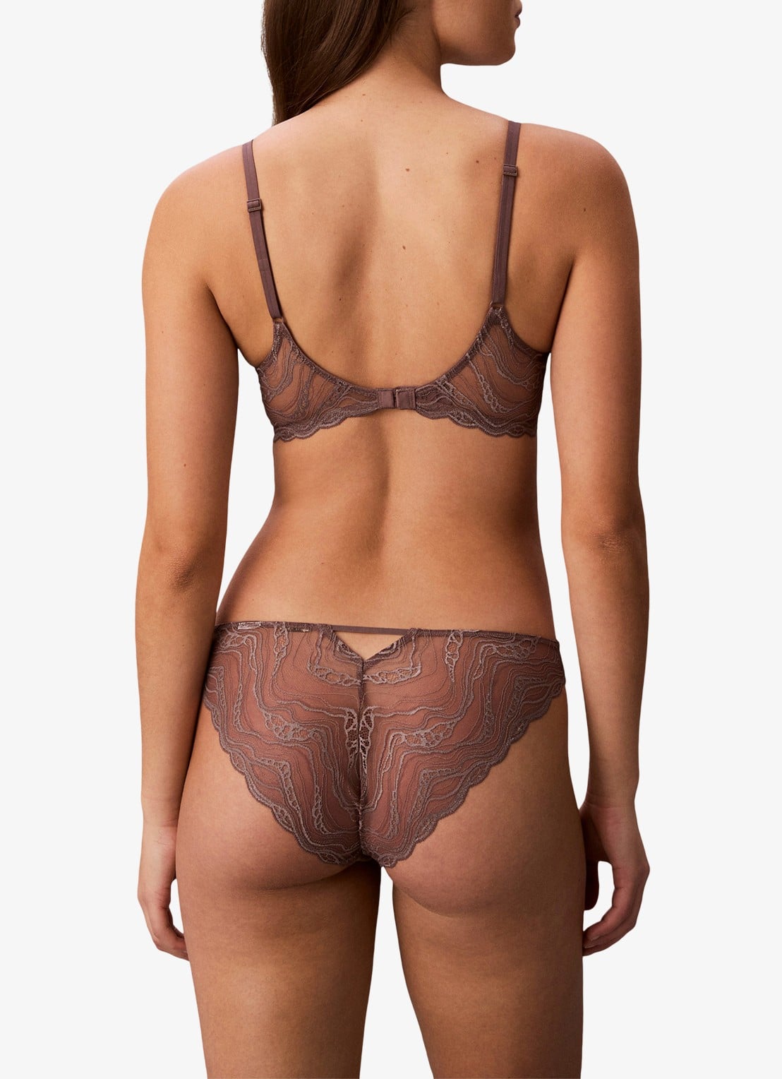 Calvin Klein Beugel bh van kant - achterkant lichtbruin
