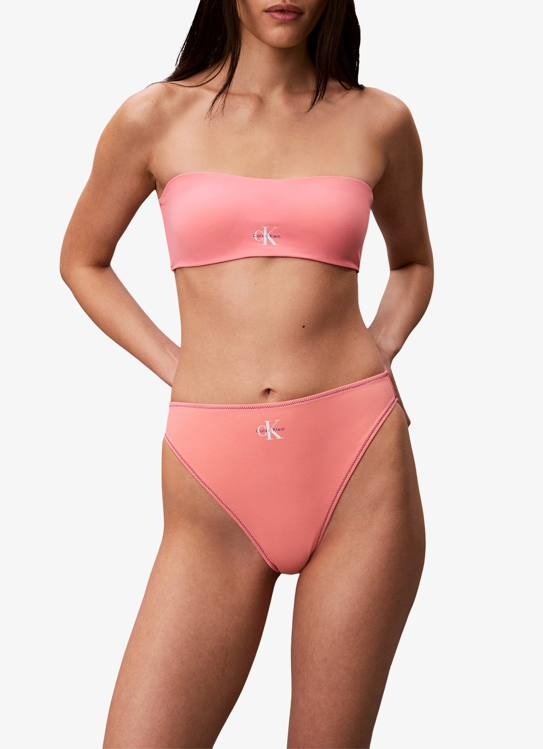 Calvin Klein Bikinislip met logo - detail 3 koraalroze