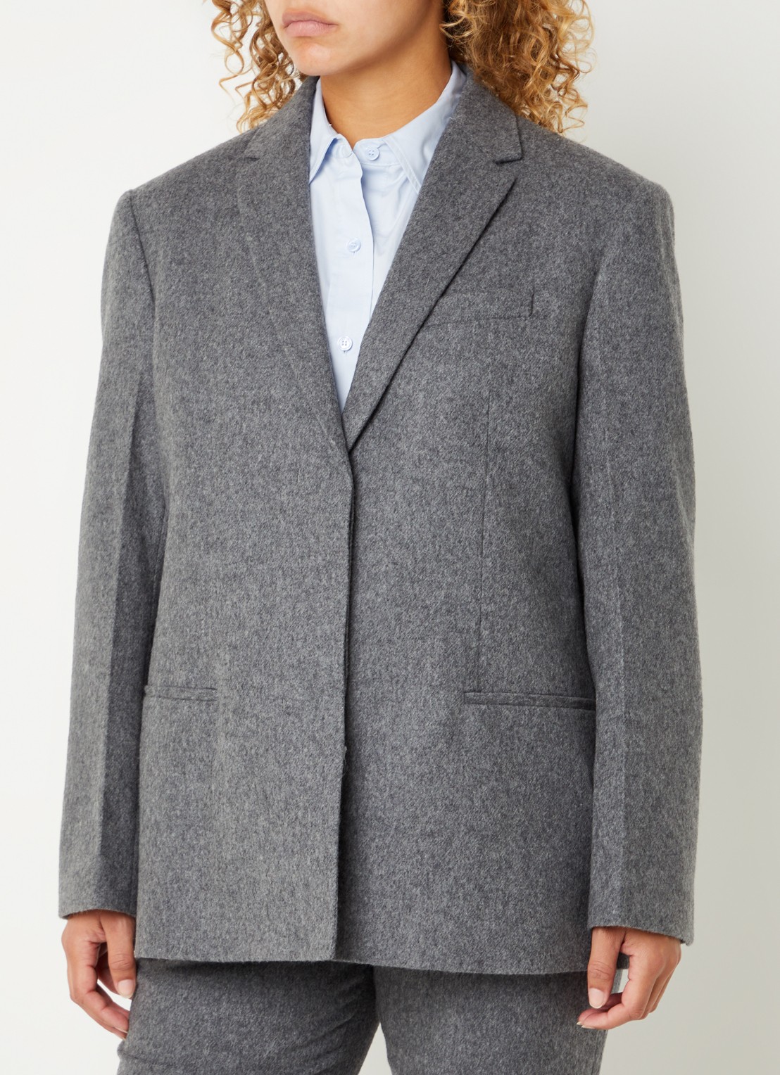 Calvin Klein Blazer in wolblend met paspelzakken - detail 2 donkergrijs