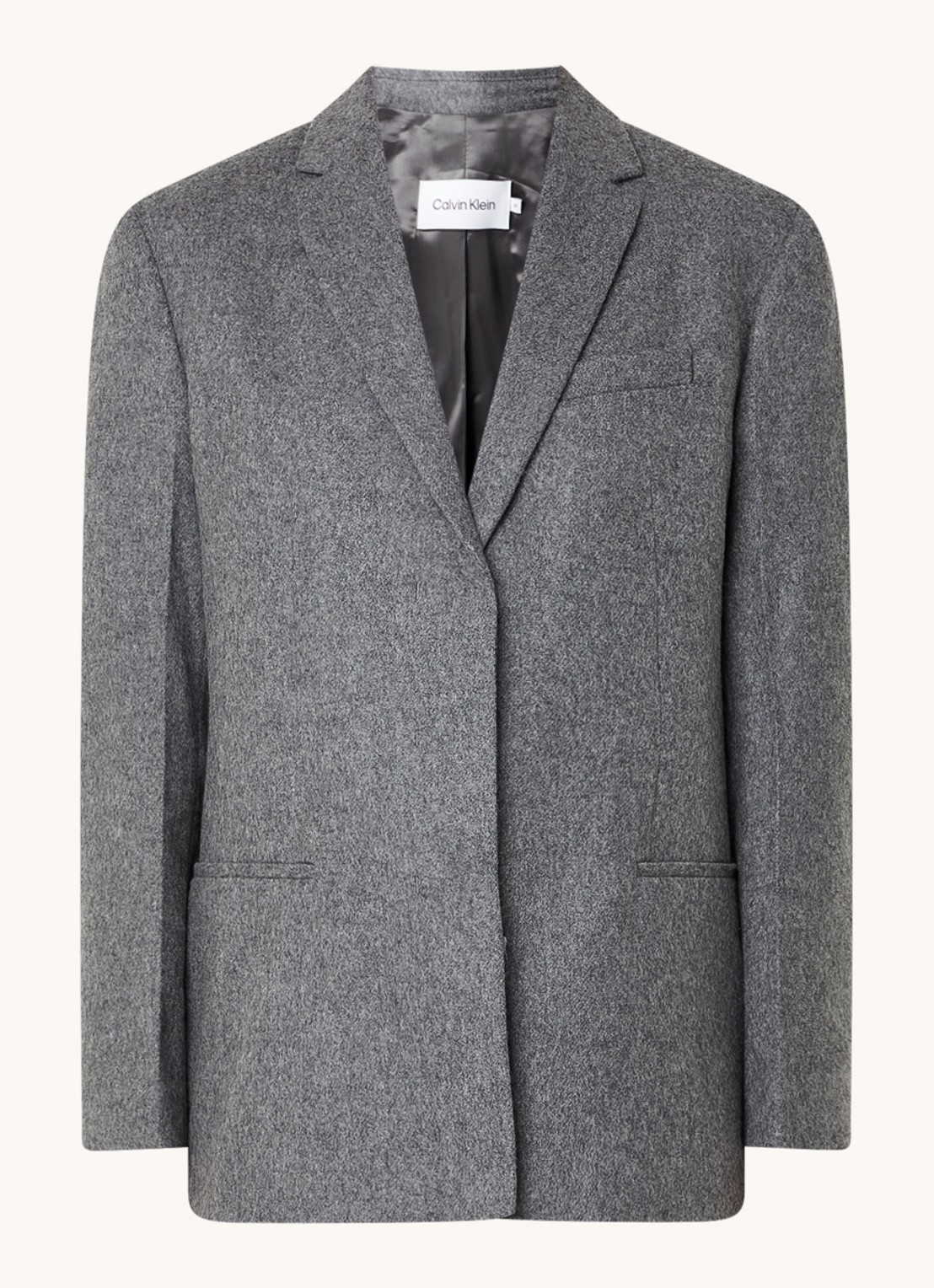 Calvin Klein Blazer in wolblend met paspelzakken - voorkant 4 donkergrijs