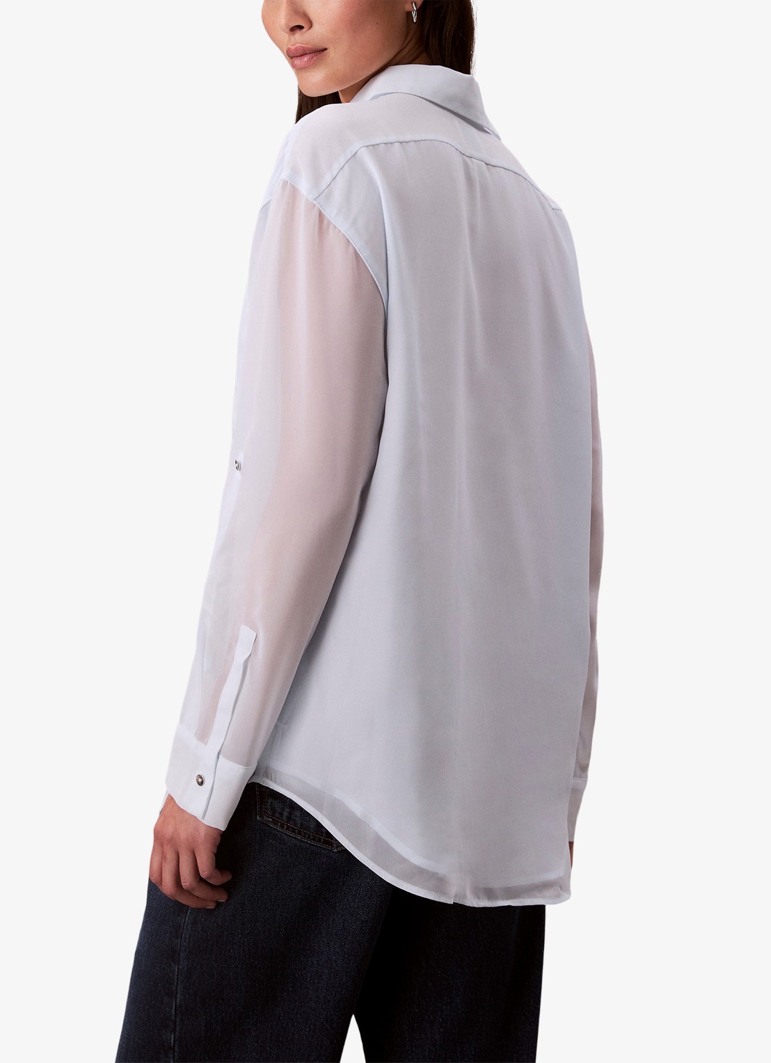 Calvin Klein Blouse met borstzak - achterkant 3 wit