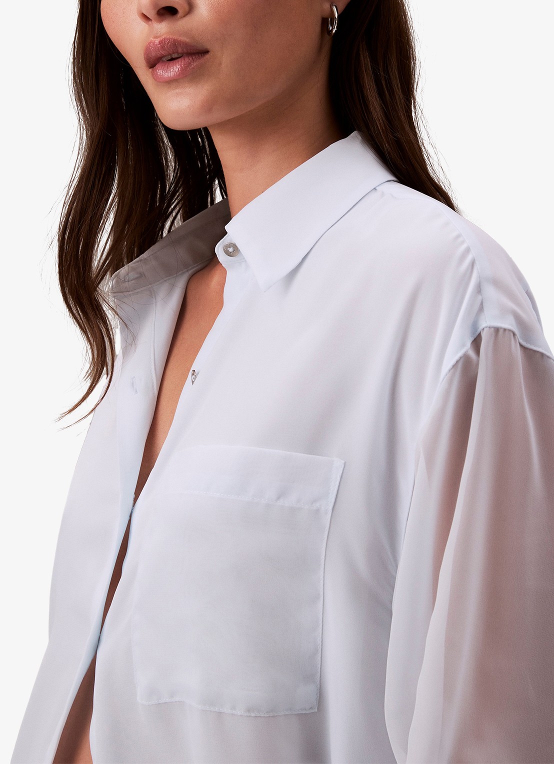 Calvin Klein Blouse met borstzak - detail 5 wit