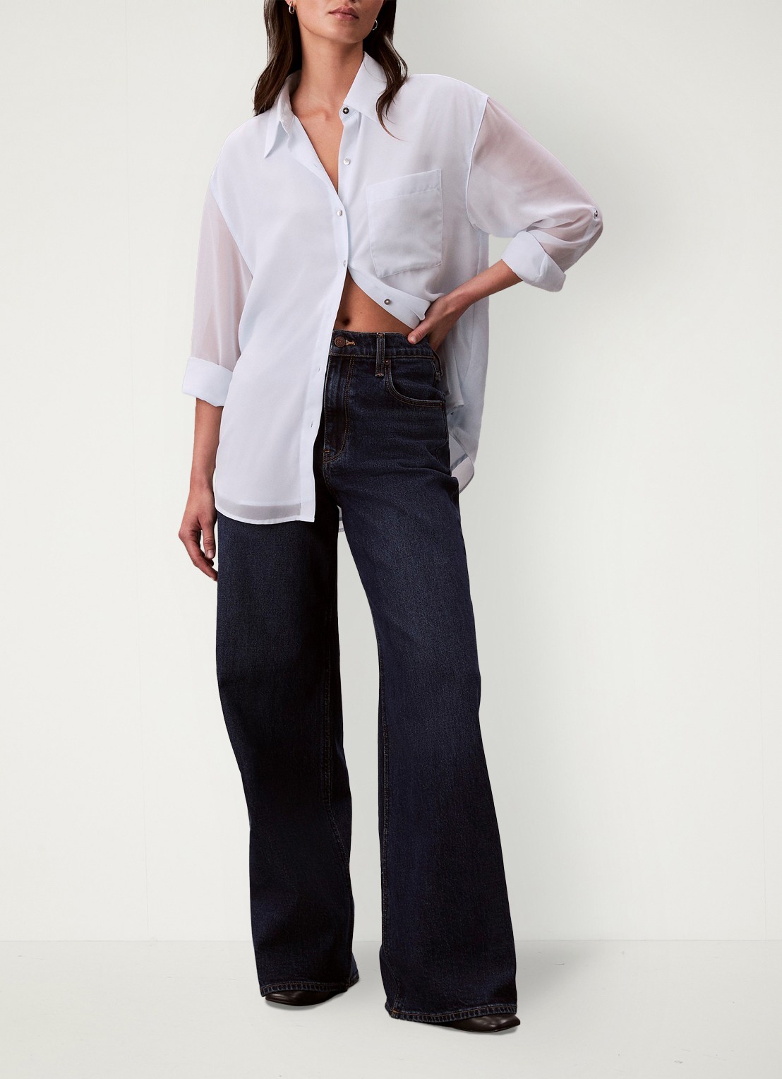 Calvin Klein Blouse met borstzak - voorkant 2 wit