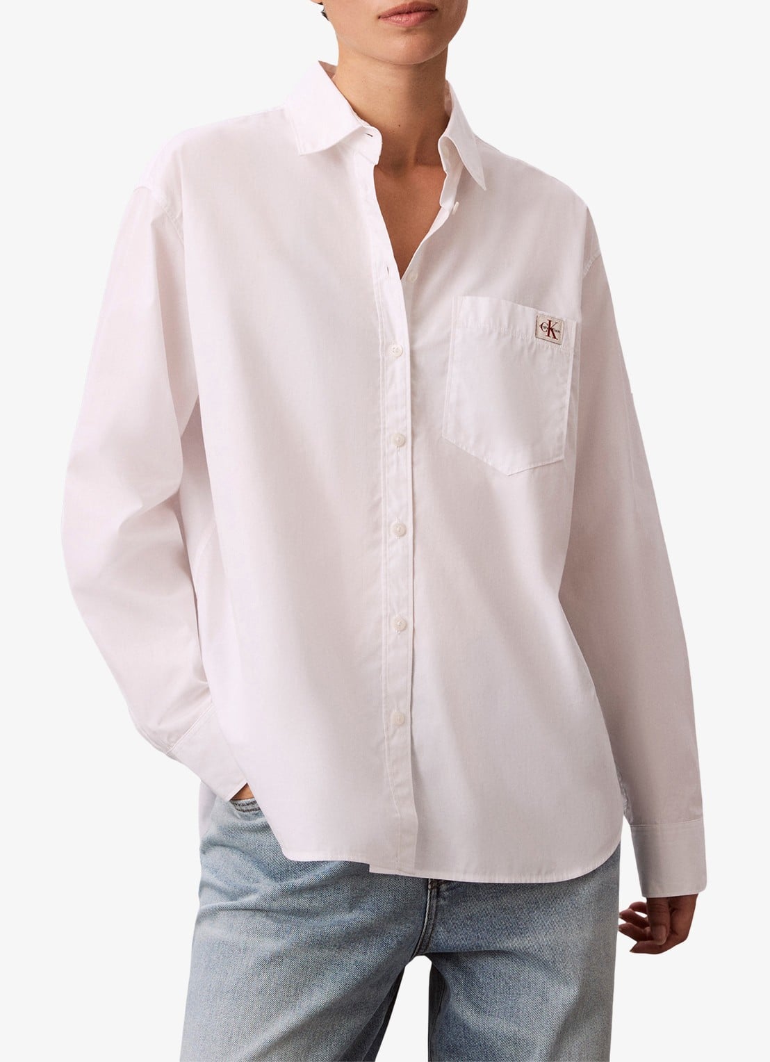 Calvin Klein Blouse met borstzak - detail wit