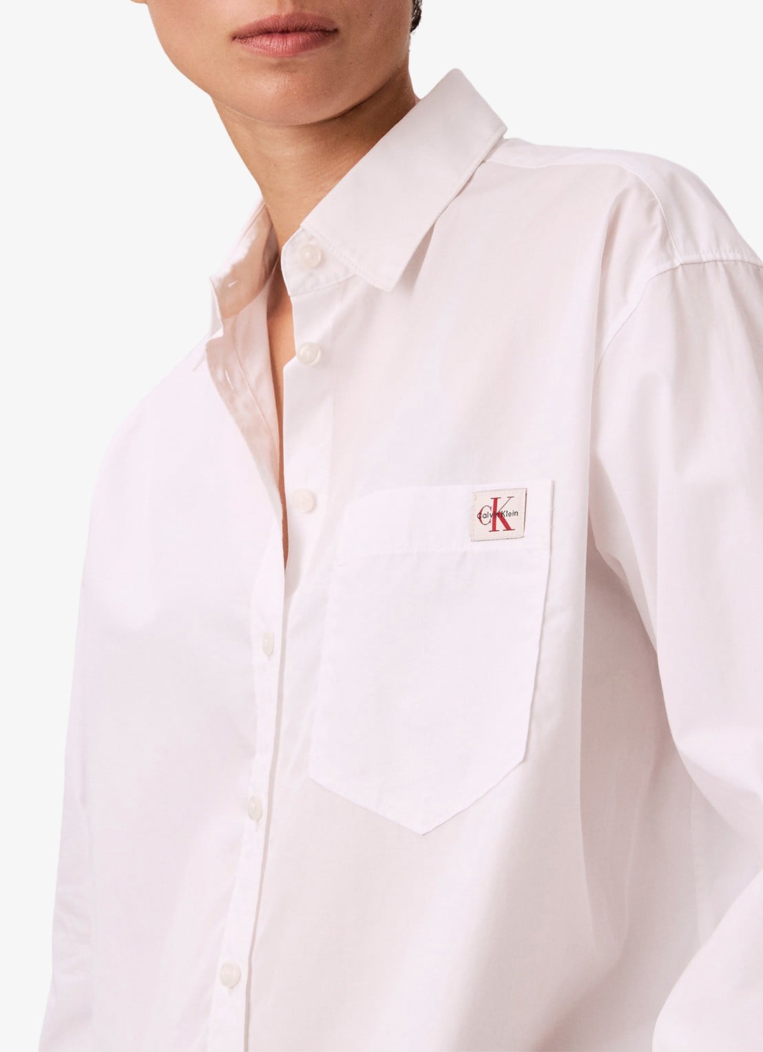 Calvin Klein Blouse met borstzak - detail 2 wit