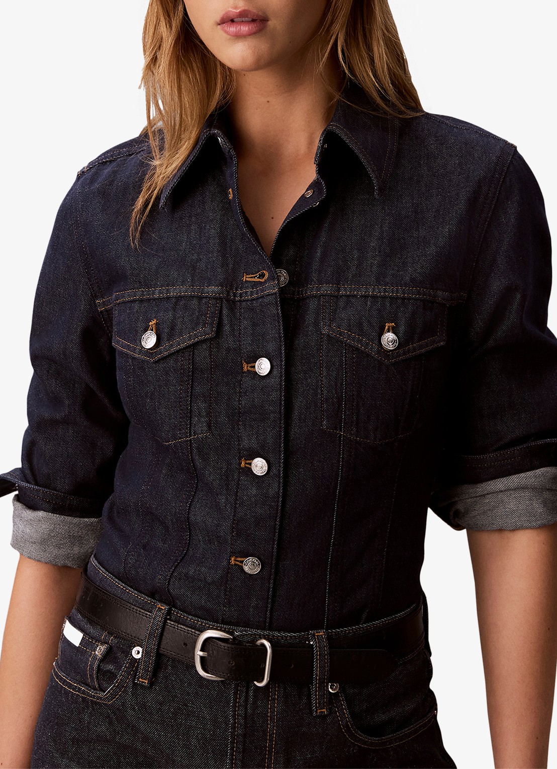 Calvin Klein Blouse van denim - detail 2 indigo