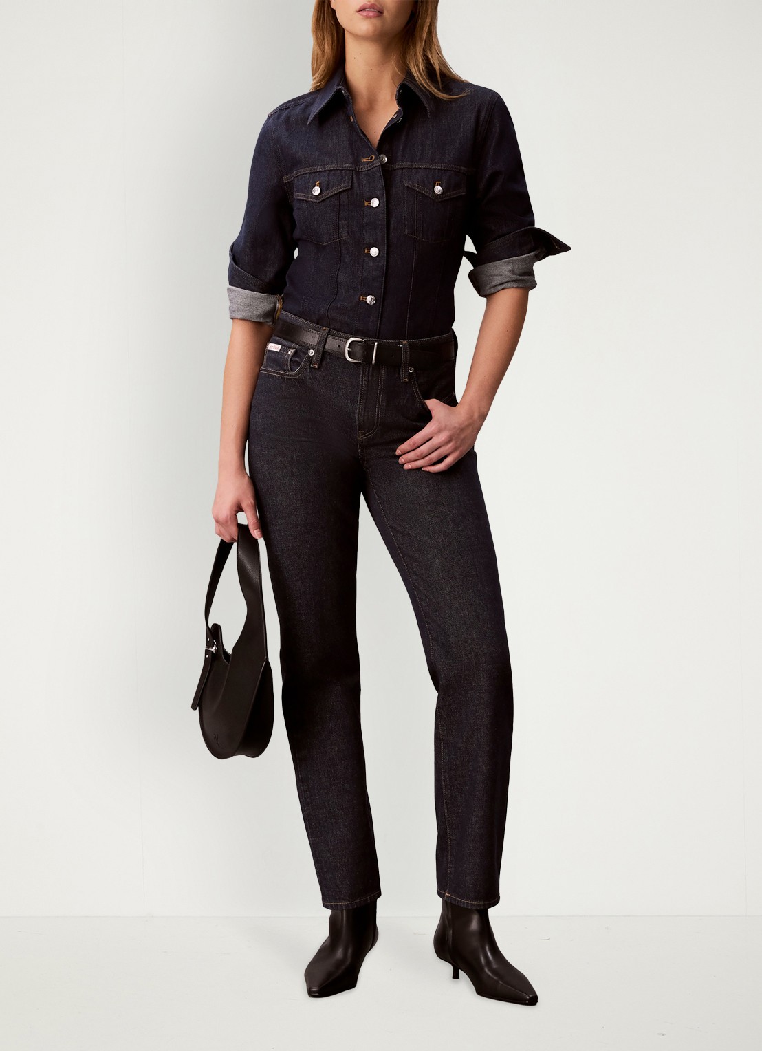 Calvin Klein Blouse van denim - voorkant 5 indigo