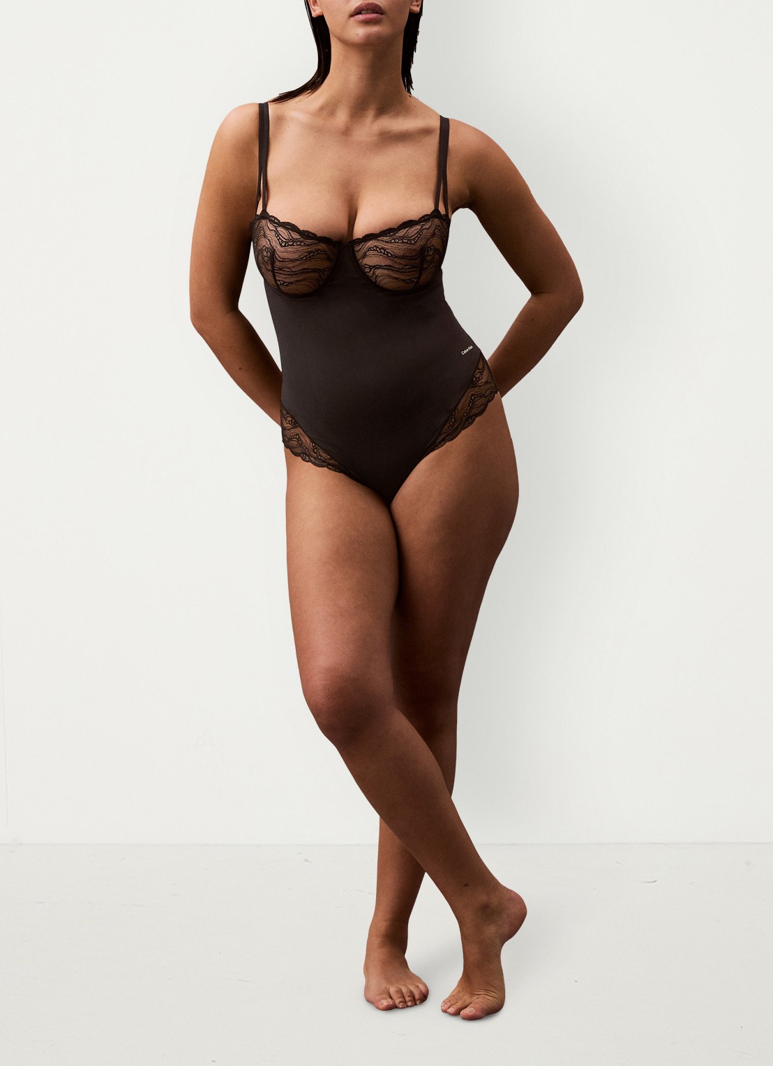 Calvin Klein Bodysuit van kant - detail zwart