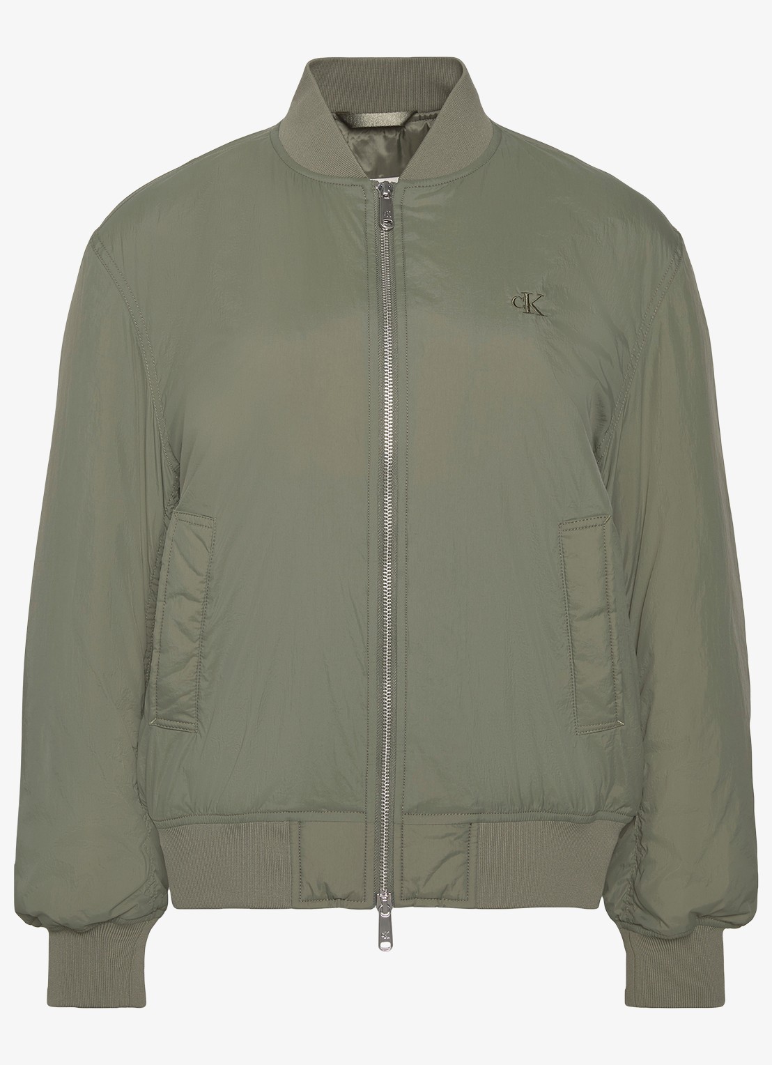 Calvin Klein Bomberjack met logo - voorkant olijfgroen