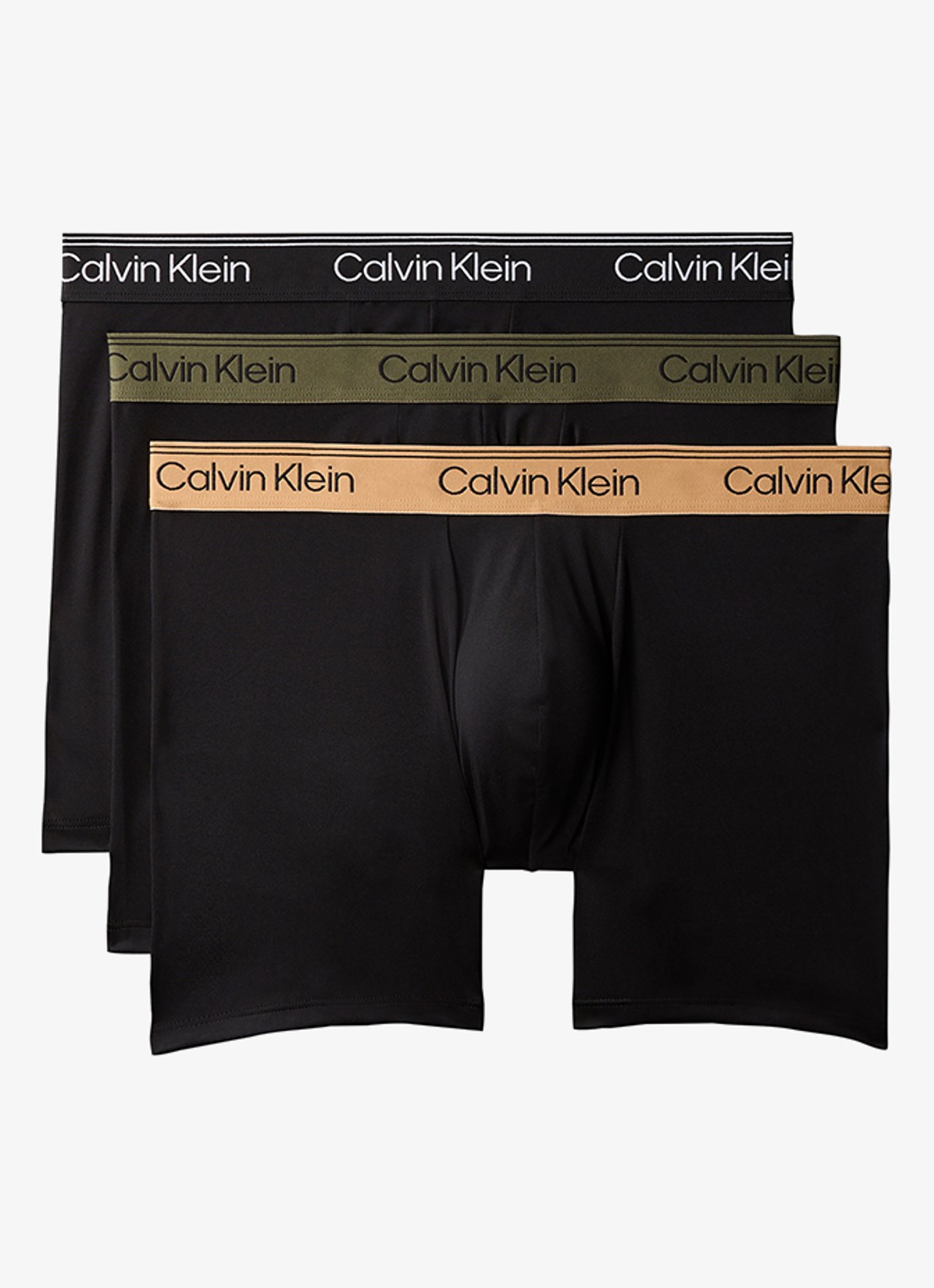 Calvin Klein Boxershorts met logoband in 3-pack - voorkant bruin