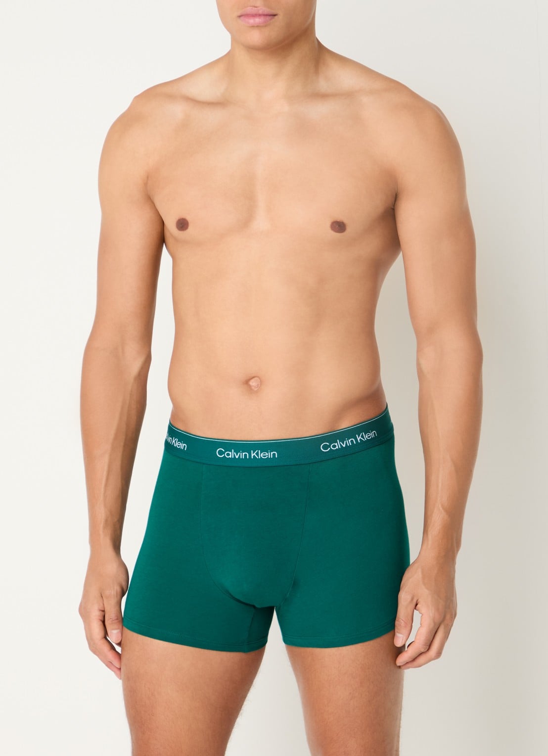 Calvin Klein Boxershorts met logoband in 3-pack - voorkant 4 donkergroen