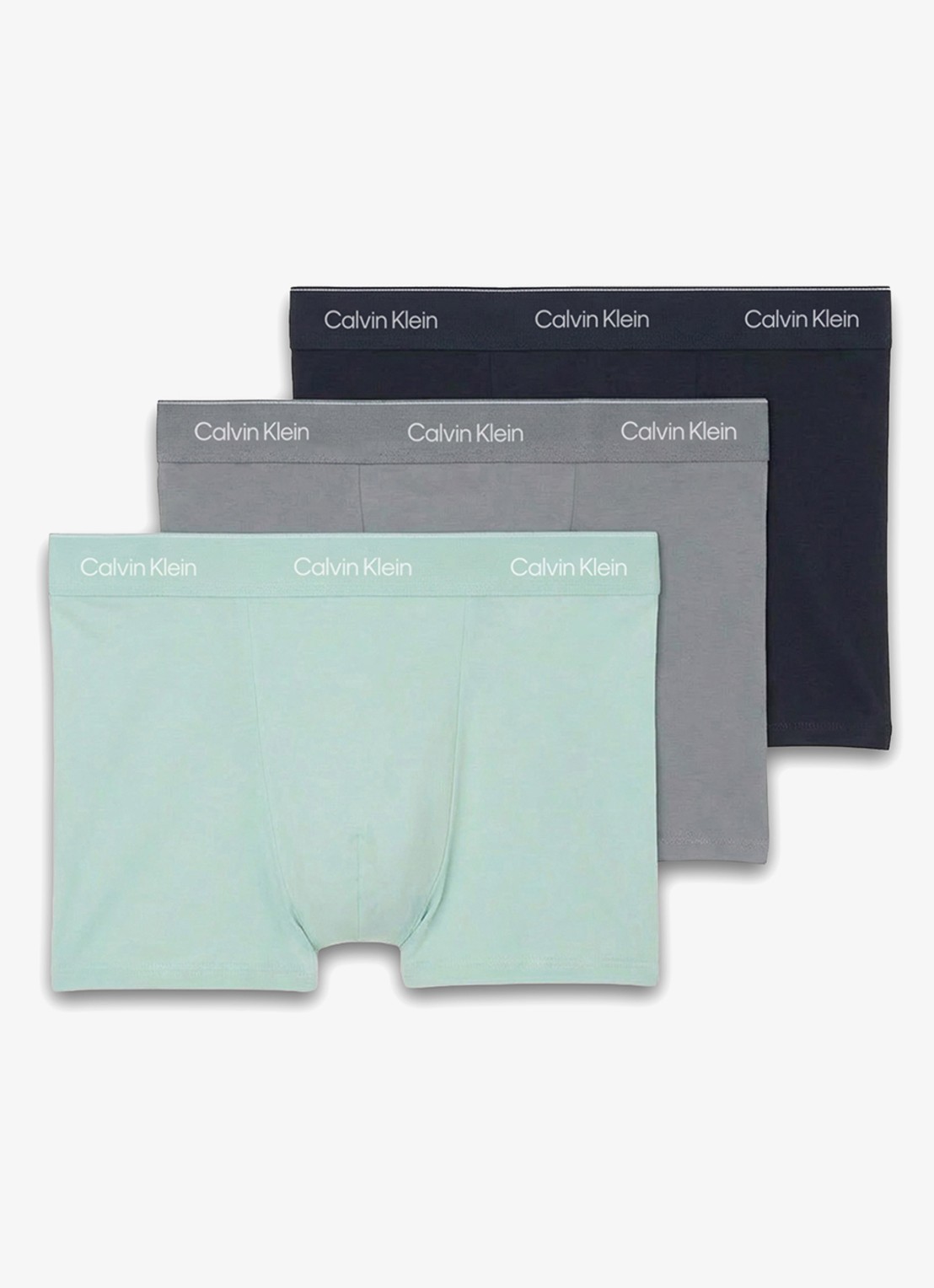 Calvin Klein Boxershorts met logoband in 3-pack - voorkant 3 petrol