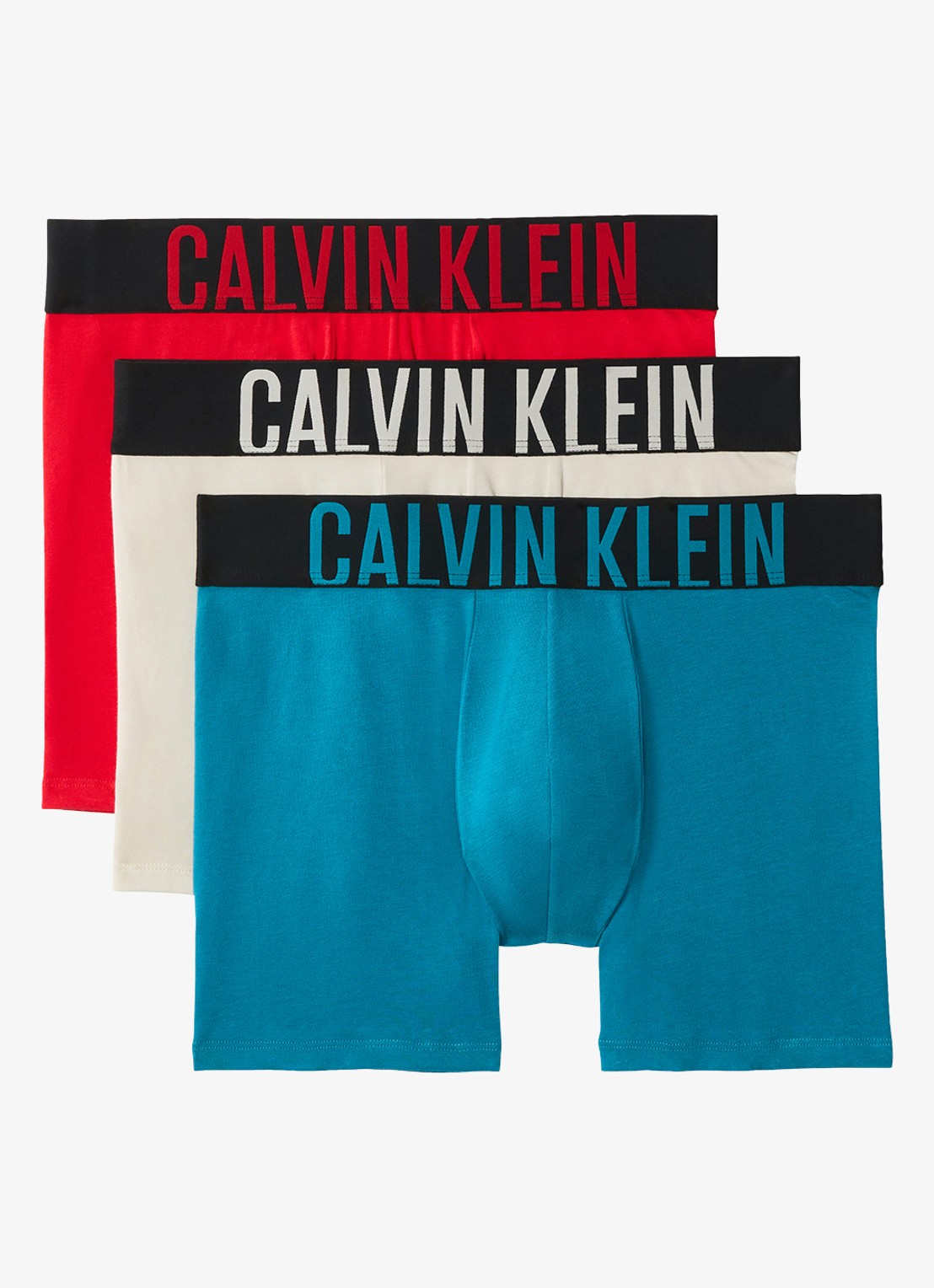 Calvin Klein Boxershorts met logoband in 3-pack - voorkant 4 donkerblauw