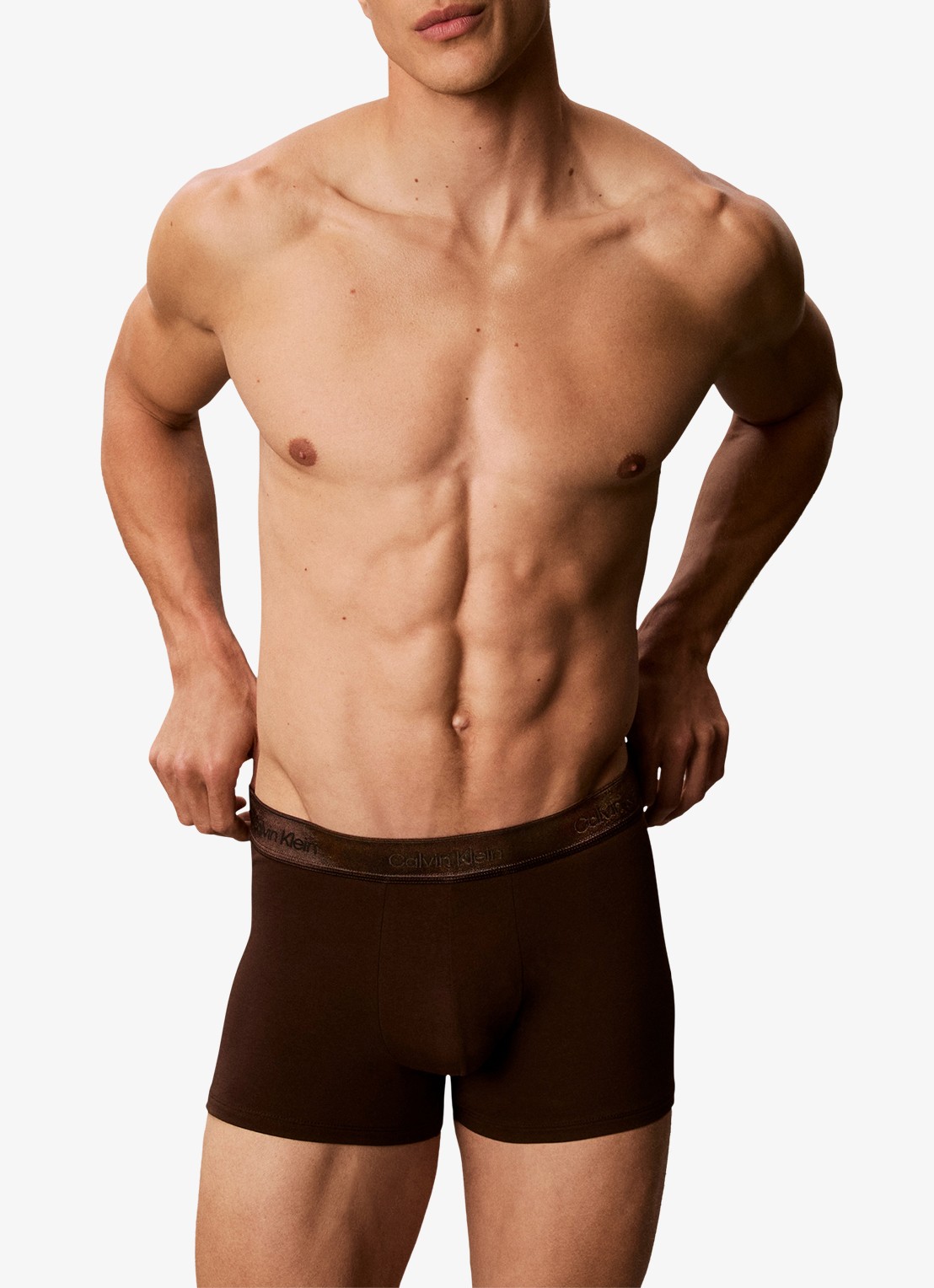 Calvin Klein Boxershorts met logoband in 3-pack - detail bruin