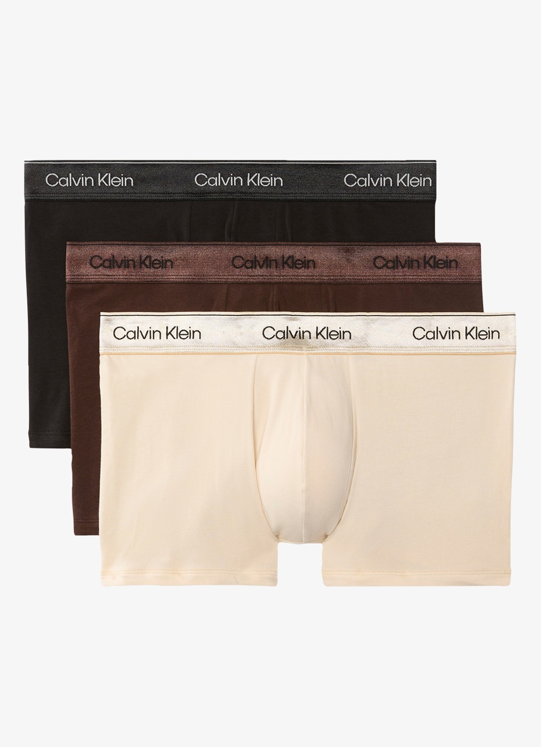 Calvin Klein Boxershorts met logoband in 3-pack - voorkant 4 bruin