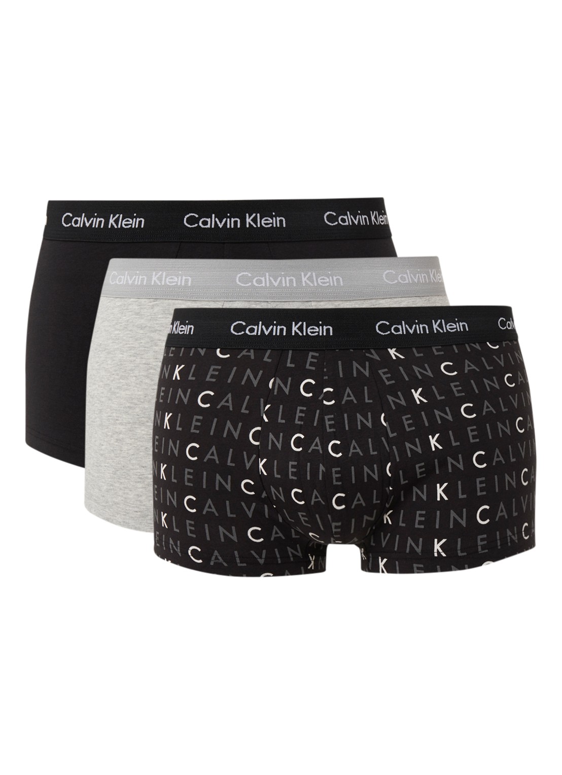 Calvin Klein Boxershorts met logoband in 3-pack - voorkant 2 zwart