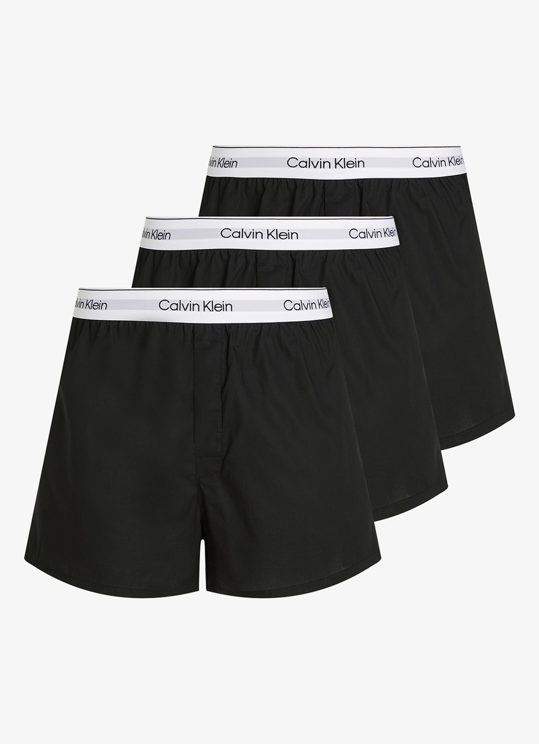 Calvin Klein Boxershorts met logoband in 3-pack - voorkant 2 zwart