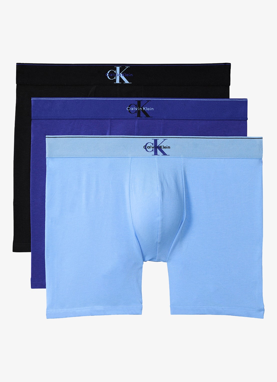 Calvin Klein Boxershorts met logoband in 3-pack - voorkant blauw