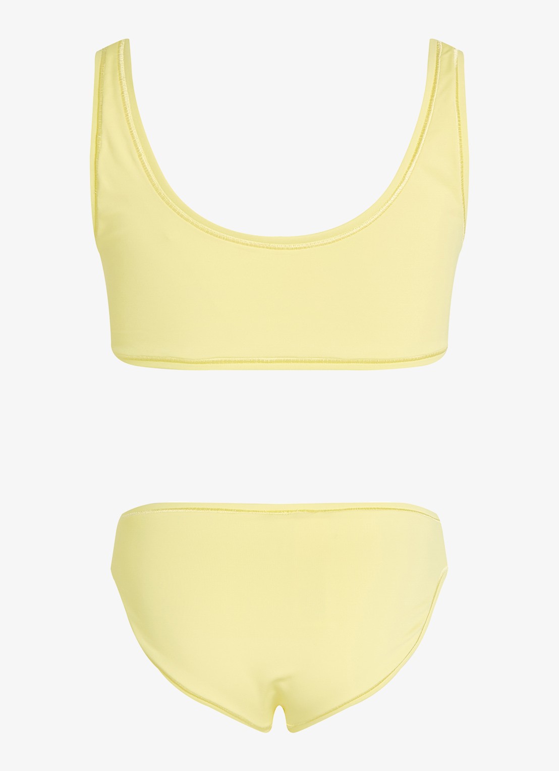 Calvin Klein Bralette met logo en slip in set - achterkant 2 geel