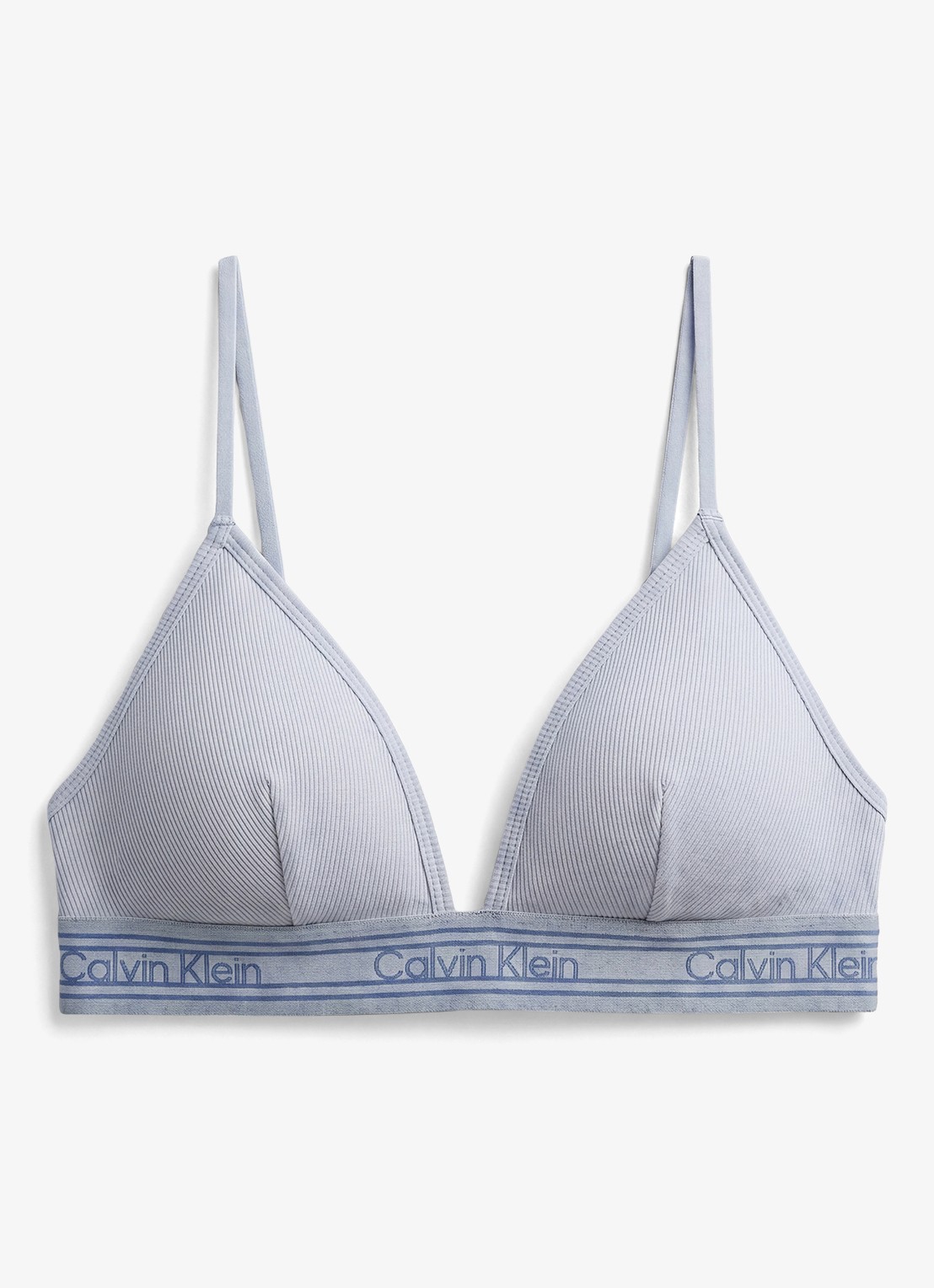 Calvin Klein Bralette met logoband en ribstructuur - voorkant 5 grijsmele