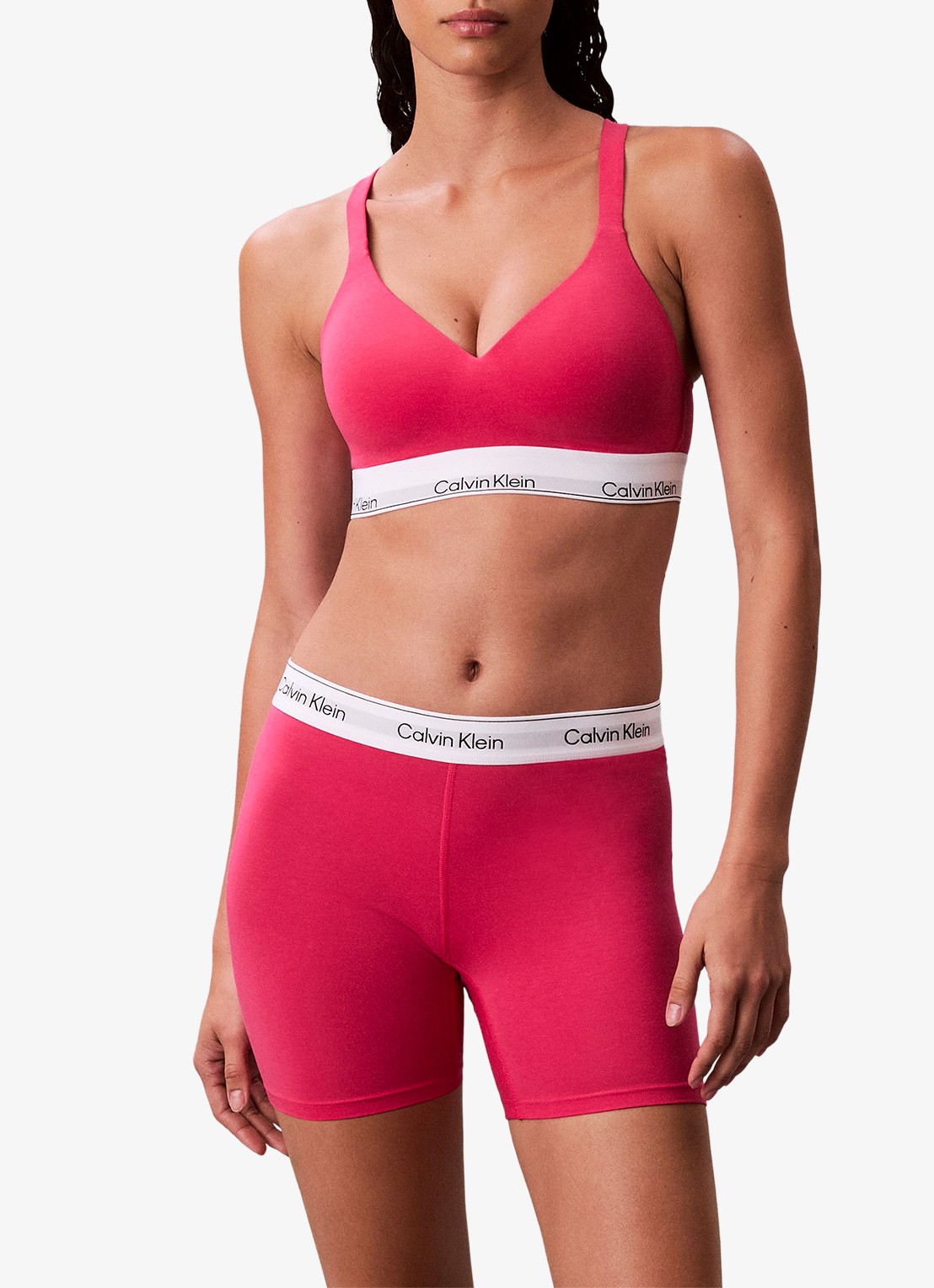 Calvin Klein Bralette met logoband - detail 4 donkerroze