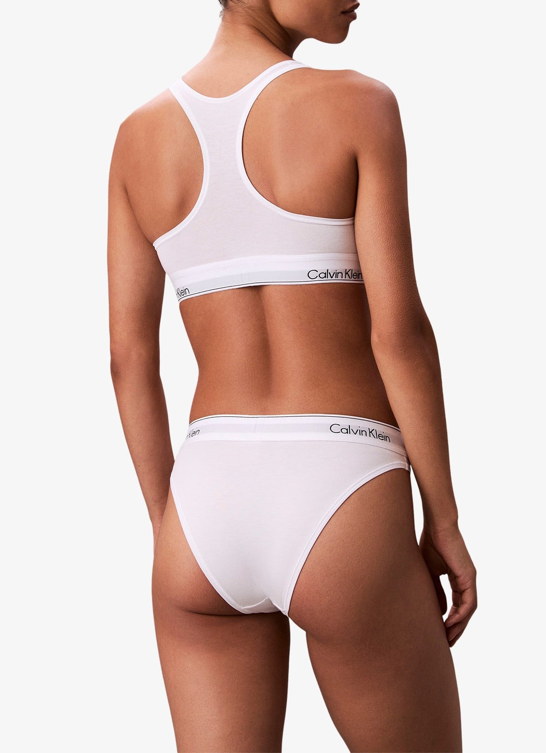 Calvin Klein Bralette met logoband - achterkant 6 wit