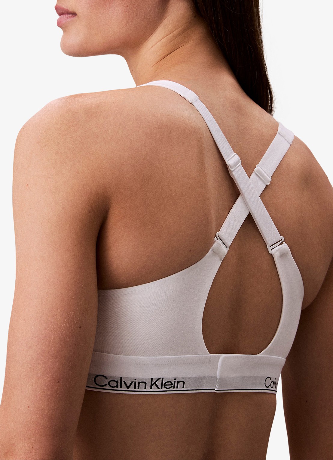 Calvin Klein Bralette met logoband - achterkant wit