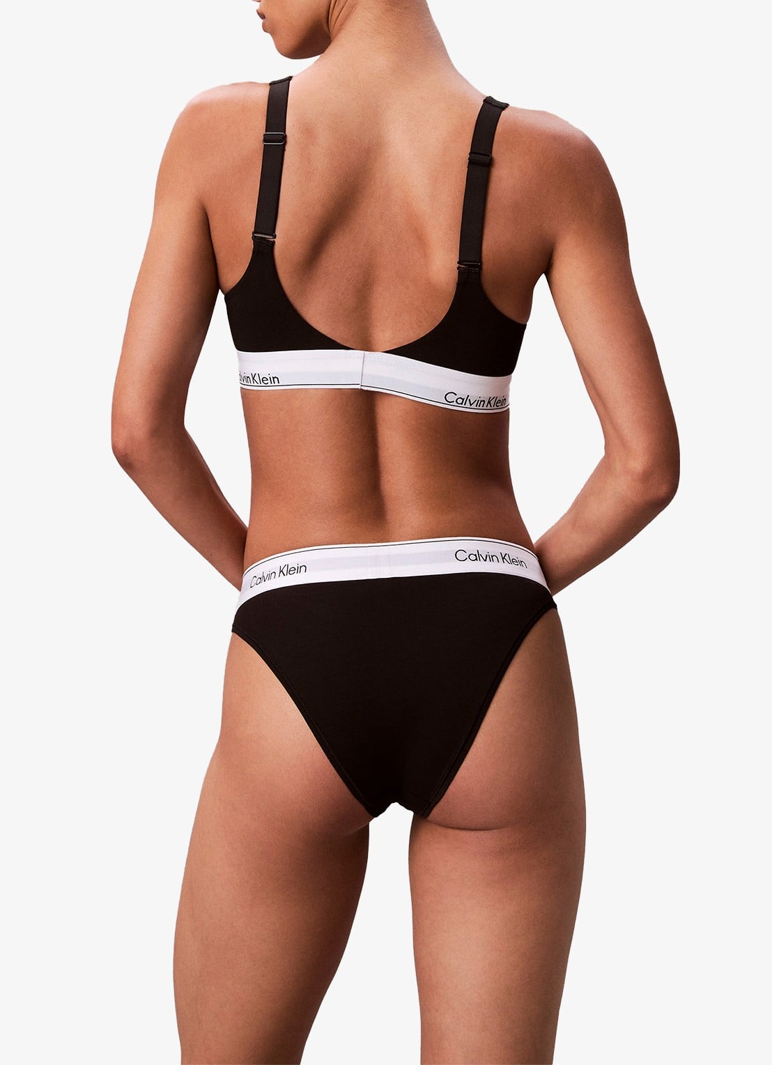 Calvin Klein Bralette met logoband - achterkant 2 zwart