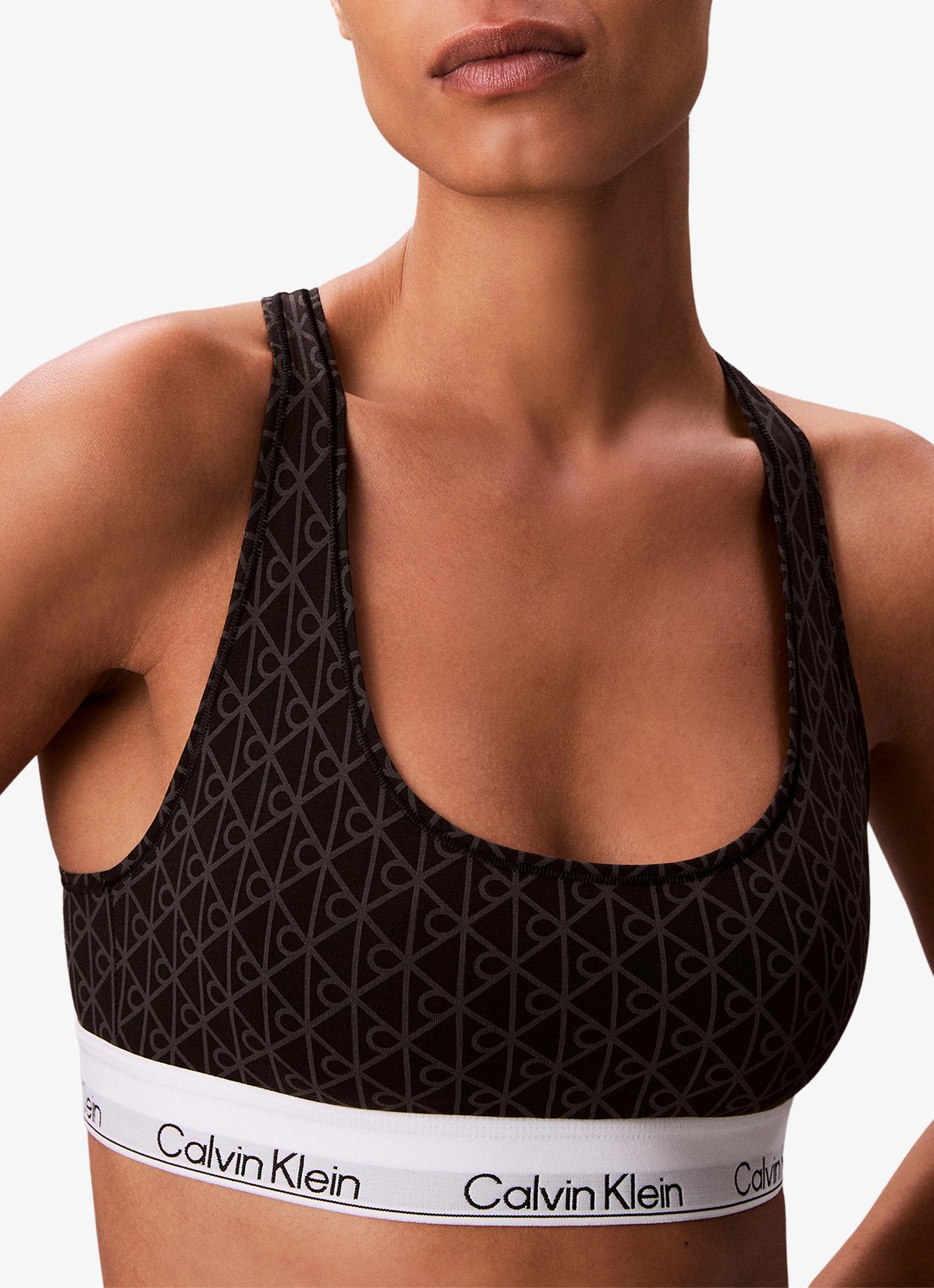 Calvin Klein Bralette met logoband - detail antraciet
