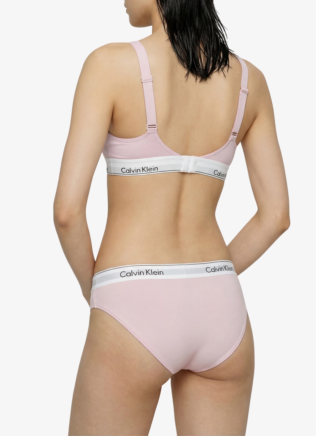 Calvin Klein Bralette met logoband - achterkant lichtroze