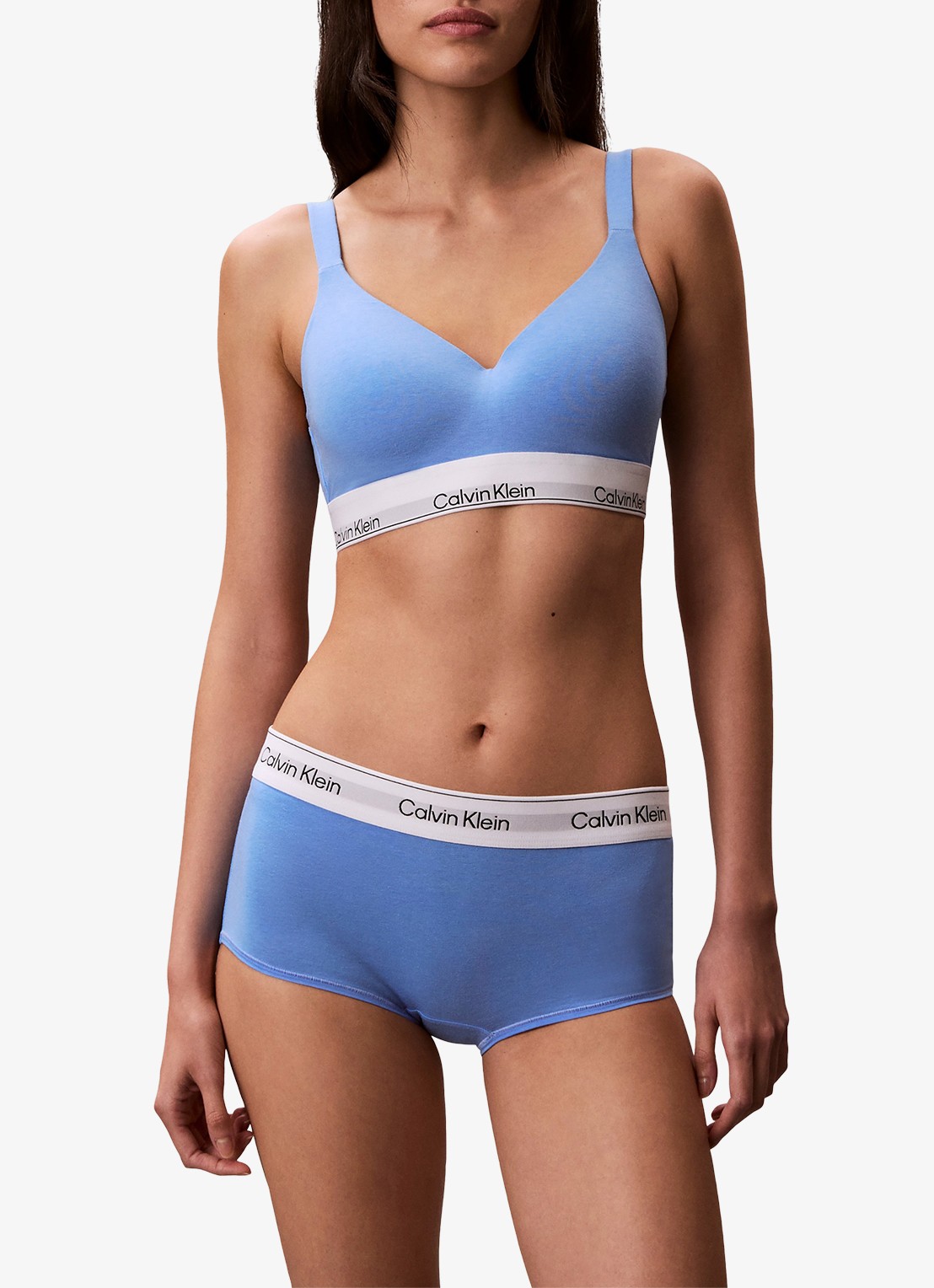 Calvin Klein Bralette met logoband - detail 3 lichtblauw