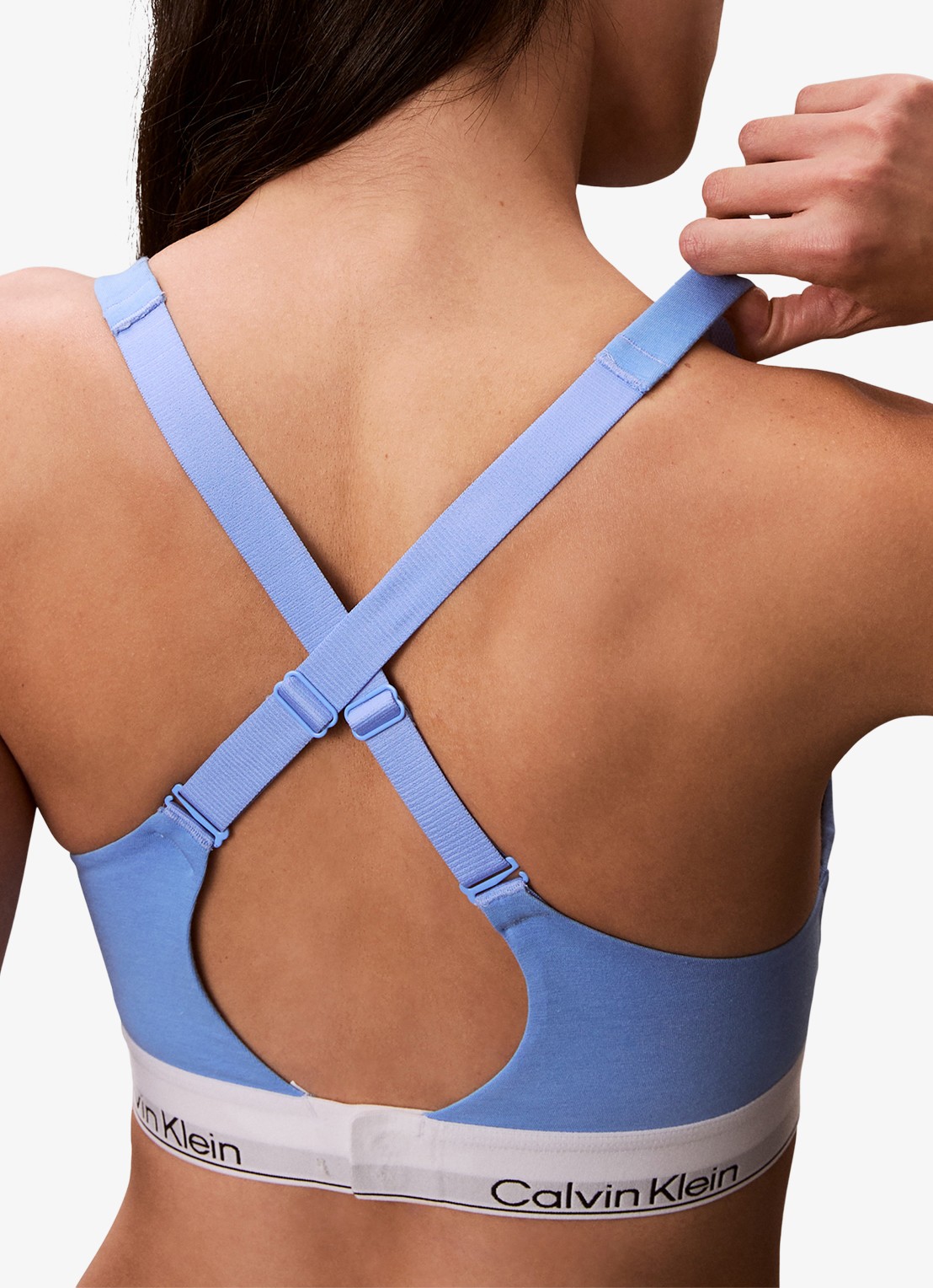 Calvin Klein Bralette met logoband - detail 4 lichtblauw