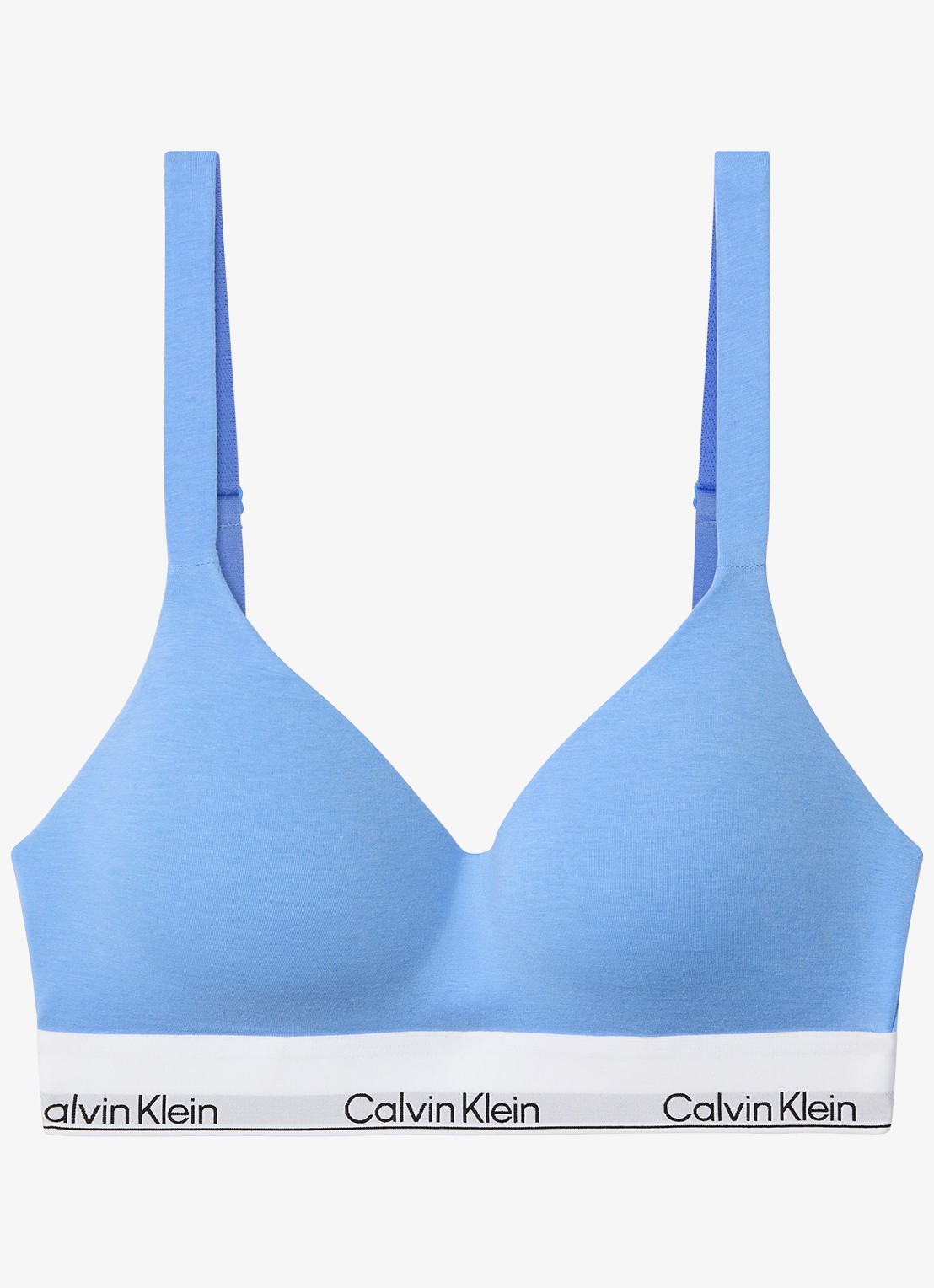 Calvin Klein Bralette met logoband - voorkant lichtblauw