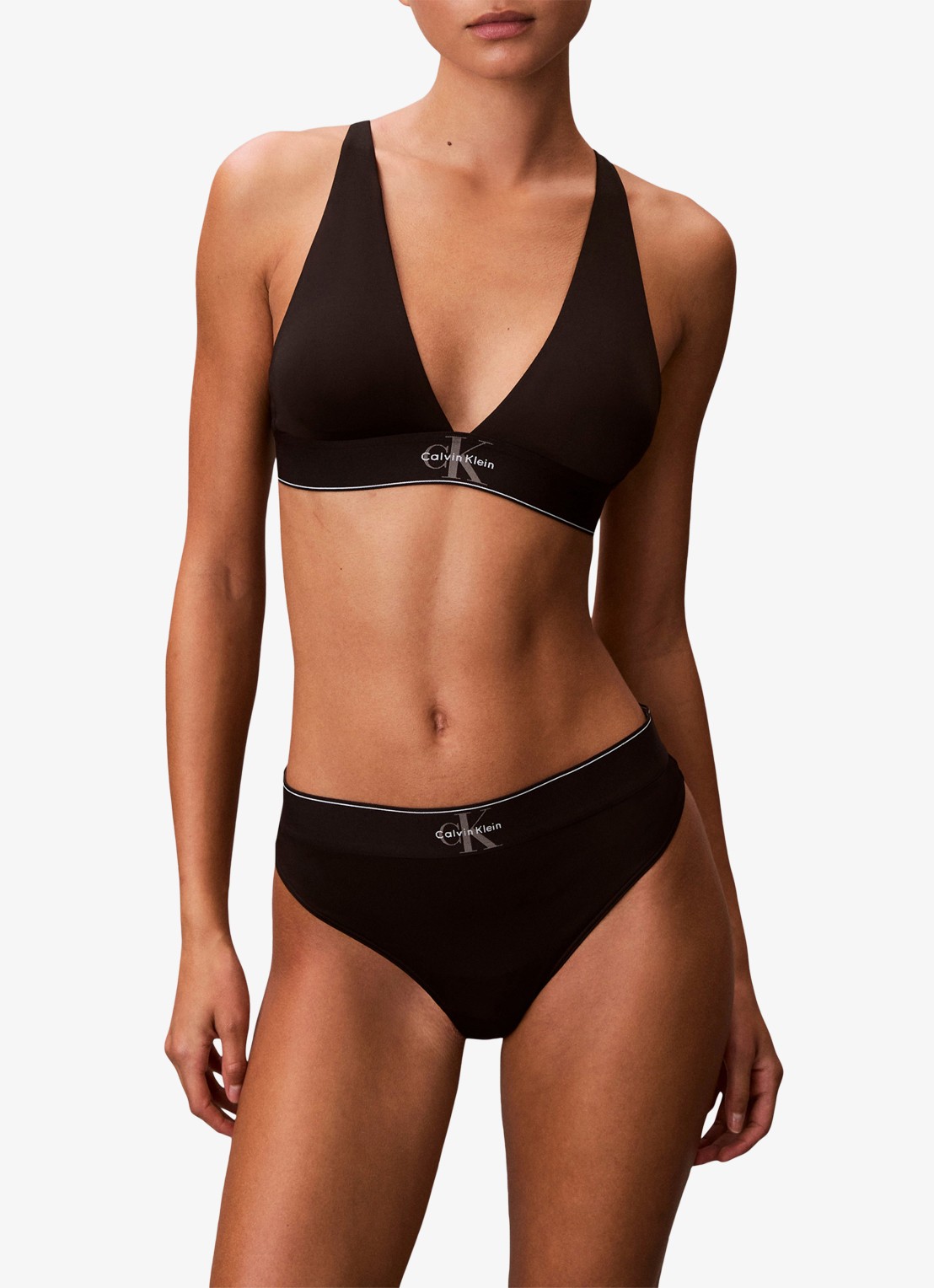 Calvin Klein Bralette met logoband - detail 3 zwart