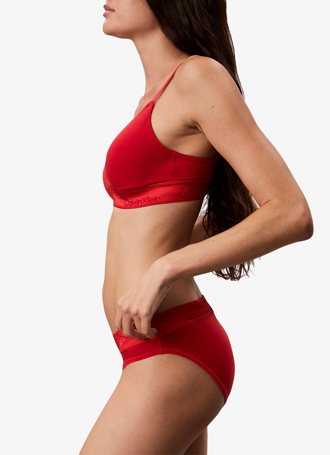 Calvin Klein Bralette met logoband - detail 3 kersenrood