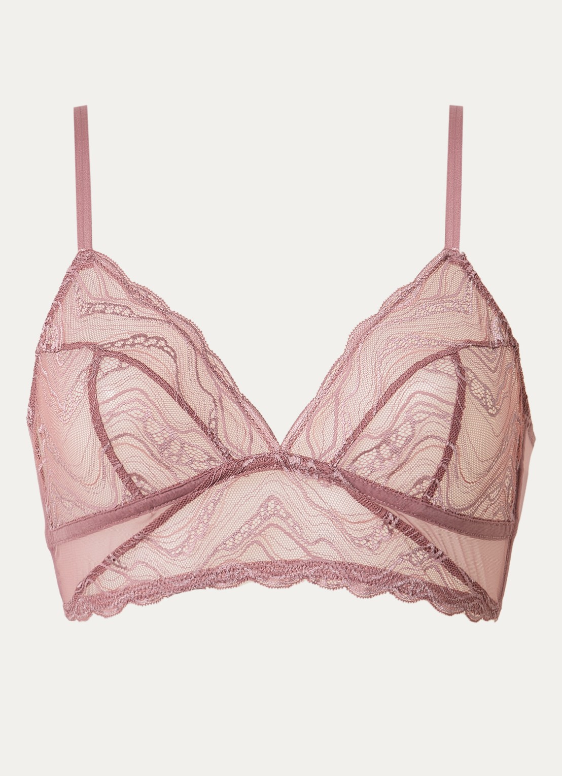 Calvin Klein Bralette van kant - voorkant oudroze