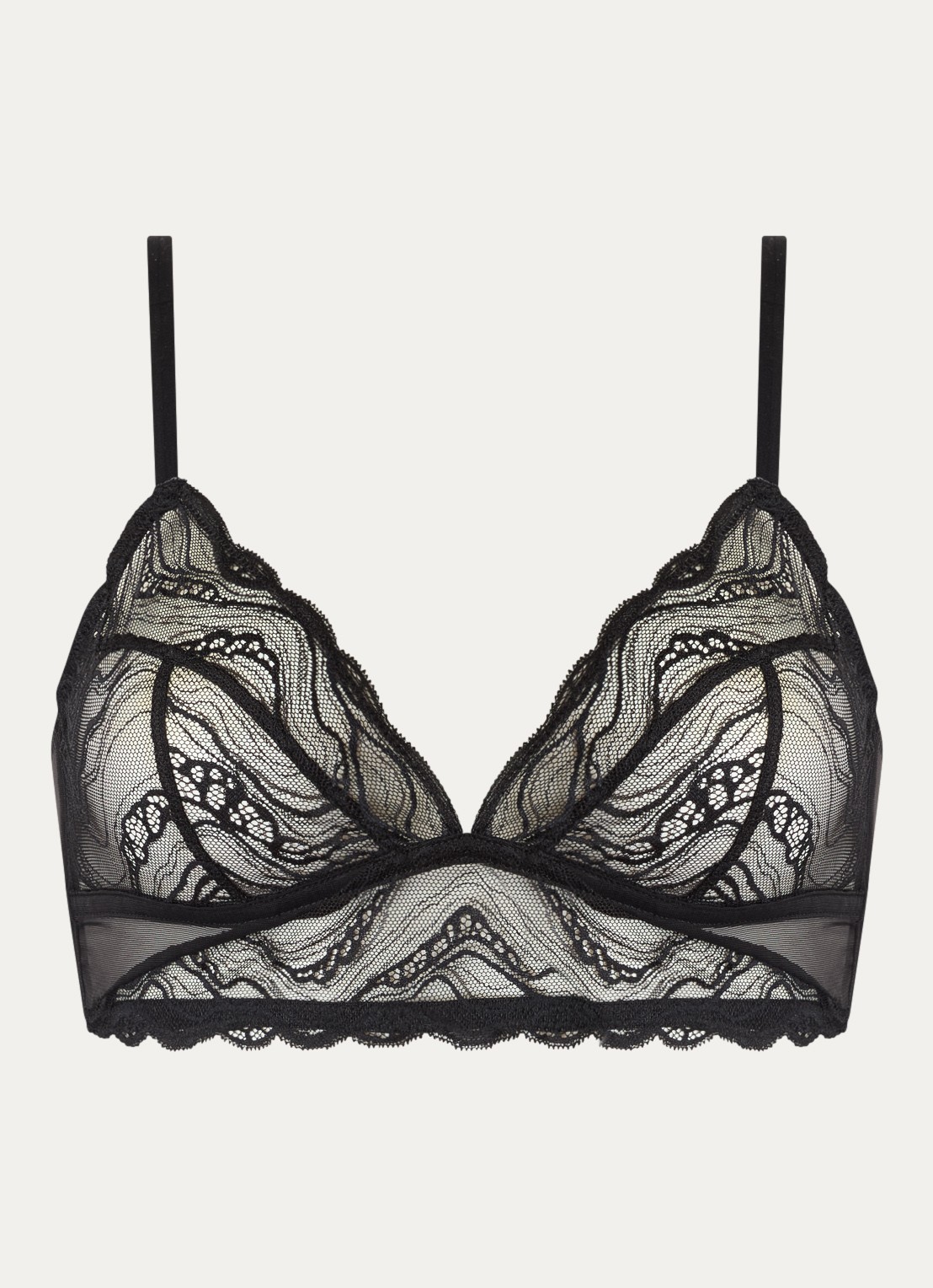 Calvin Klein Bralette van kant - voorkant zwart
