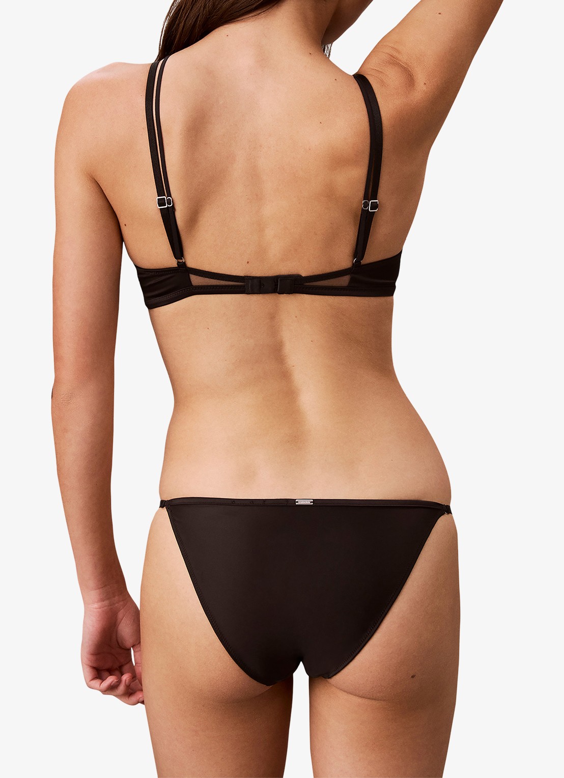 Calvin Klein Bralette van mesh met borduring - achterkant zwart