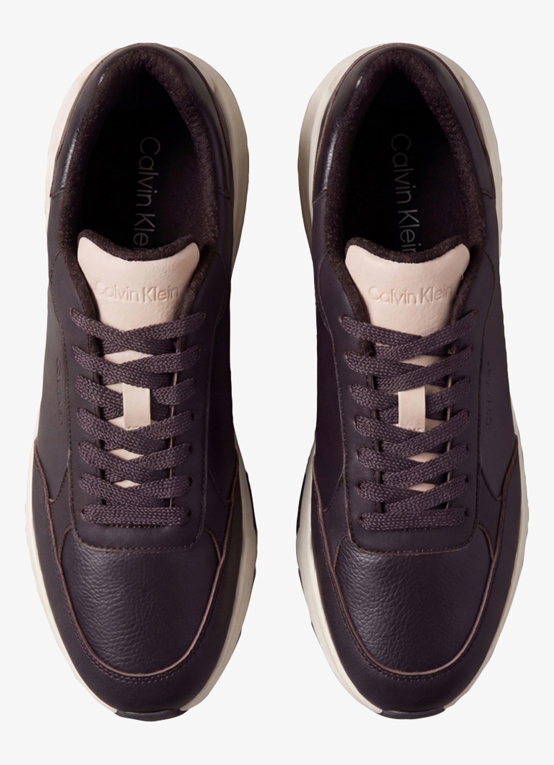 Calvin Klein Chunky Dad sneaker van leer met logo - detail 2 aubergine