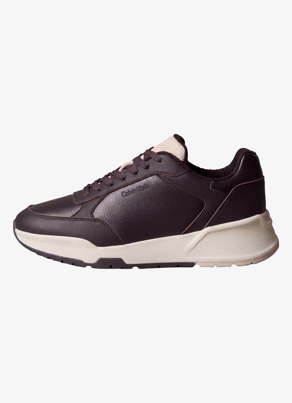 Calvin Klein Chunky Dad sneaker van leer met logo - detail 3 aubergine
